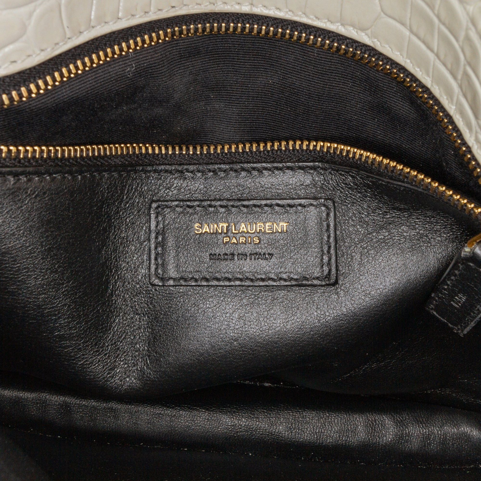 Saint Laurent Paris Saint Laurent Croc Embossed Leather Monogram Cassandra Clasp Bag White Size ONE SIZE - 5 Thumbnail