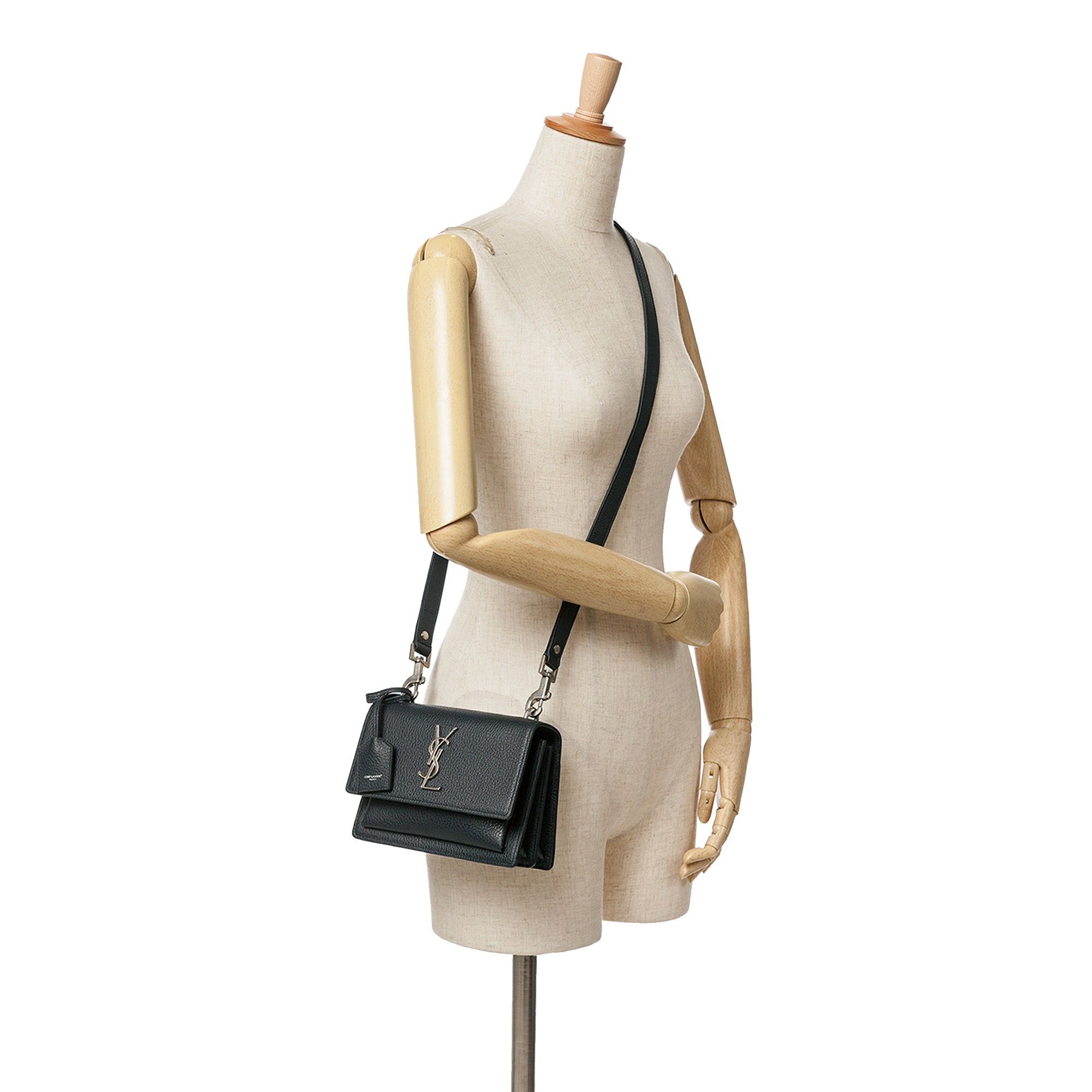 Saint Laurent Paris Saint Laurent Medium Grained Calfskin Monogram Sunset Crossbody Blue Size ONE SIZE - 8 Thumbnail