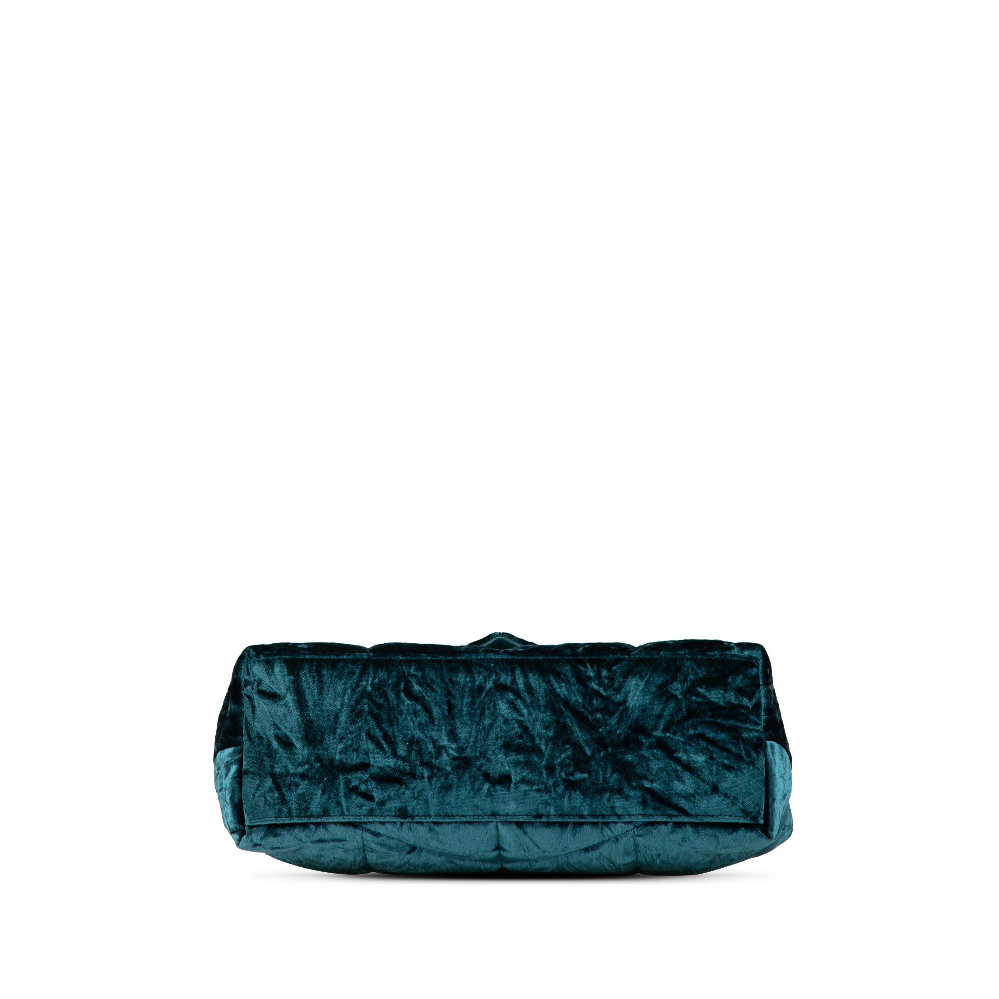 Saint Laurent Paris Saint Laurent Small Crushed Velvet Monogram Loulou Puffer Shoulder Bag Blue Size ONE SIZE - 3 Thumbnail