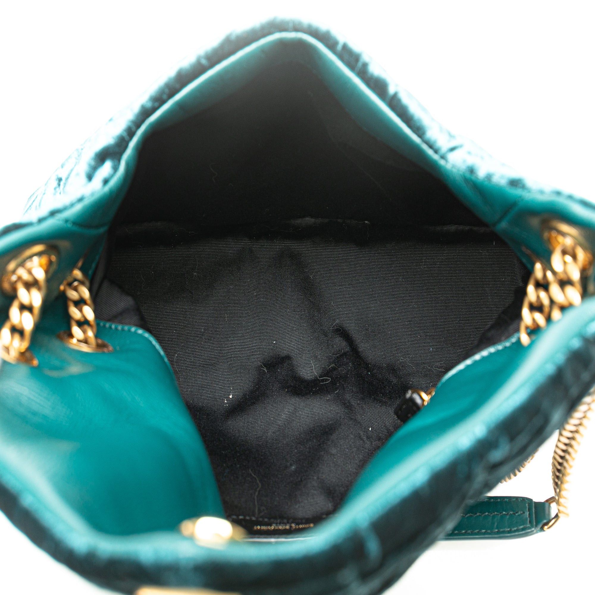Saint Laurent Paris Saint Laurent Small Crushed Velvet Monogram Loulou Puffer Shoulder Bag Blue Size ONE SIZE - 4 Thumbnail