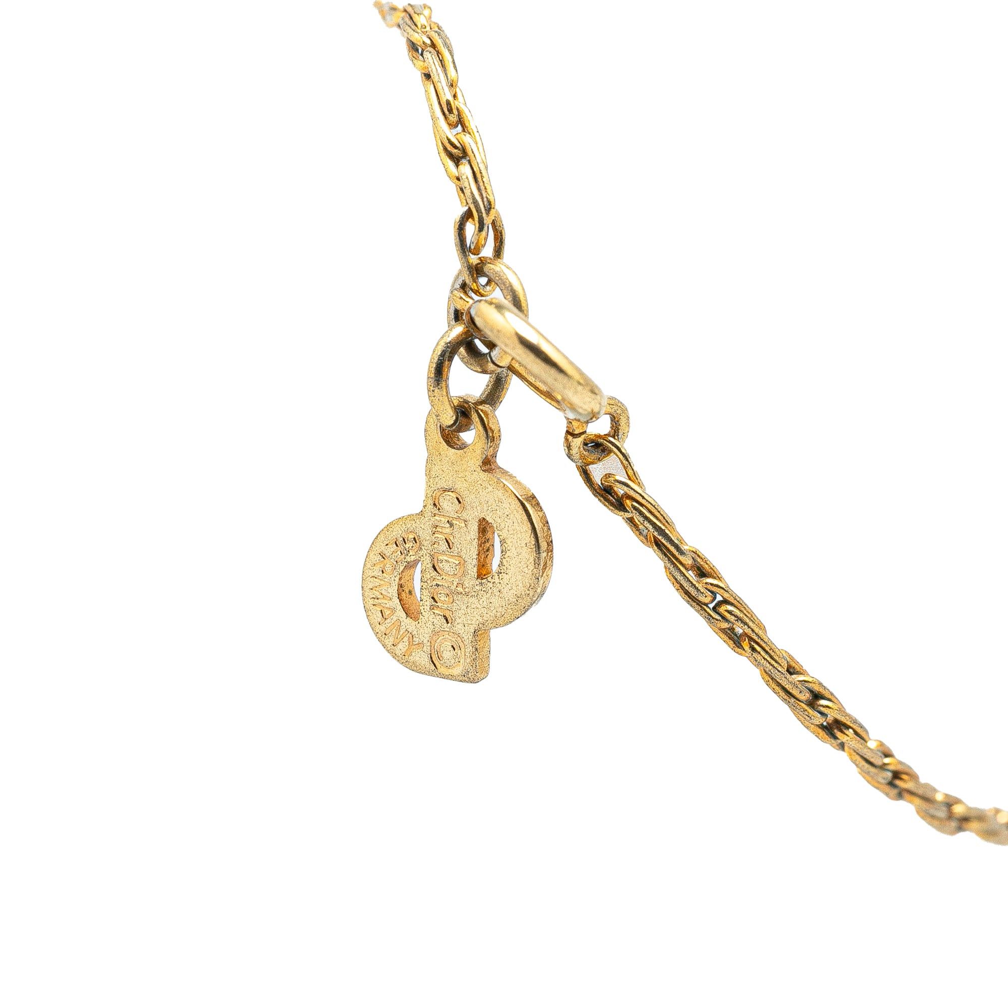 Dior Dior Gold Plated Rhinestones Padlock Pendant Necklace Gold Size ONE SIZE - 4 Thumbnail