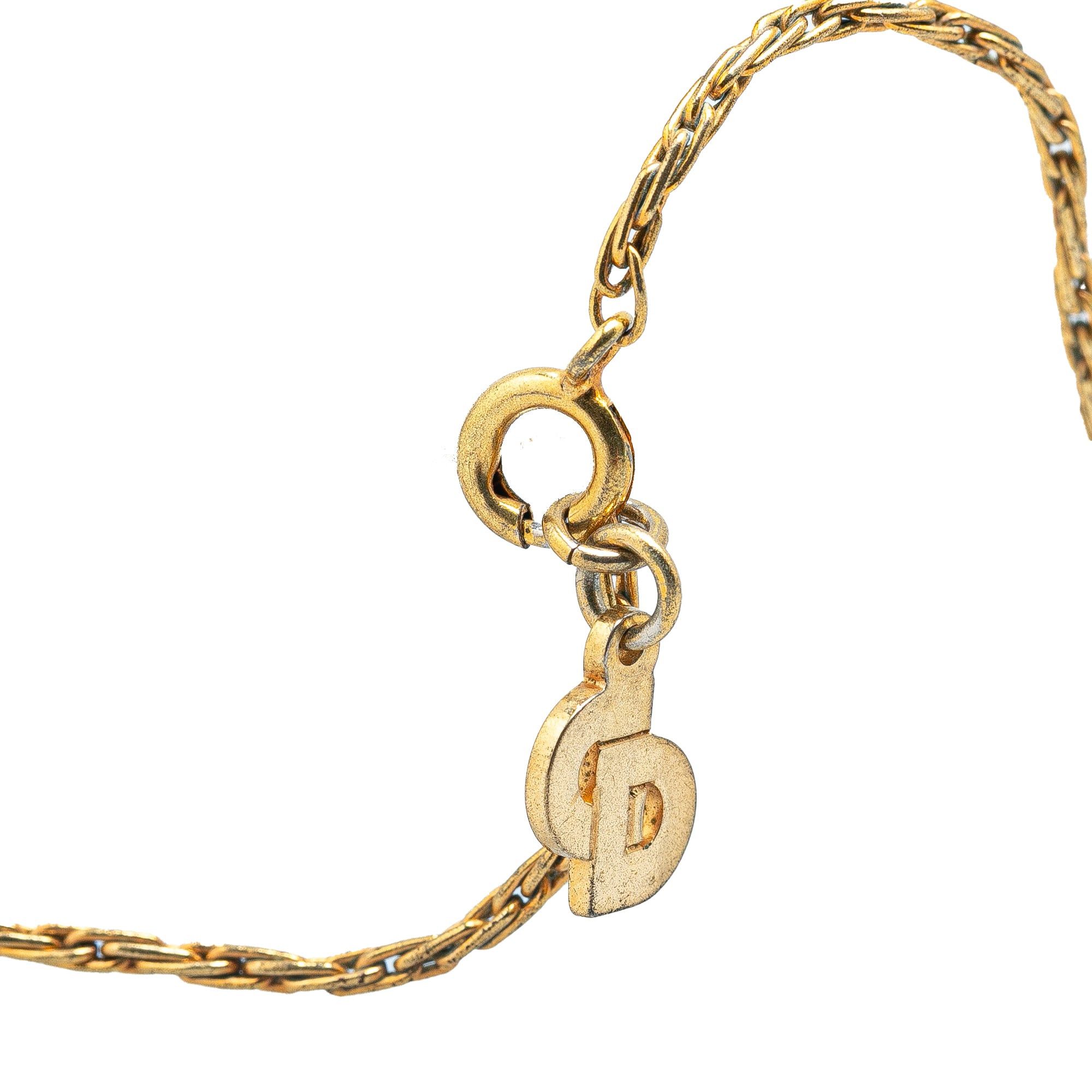Dior Dior Gold Plated Rhinestones Padlock Pendant Necklace Gold Size ONE SIZE - 3 Thumbnail