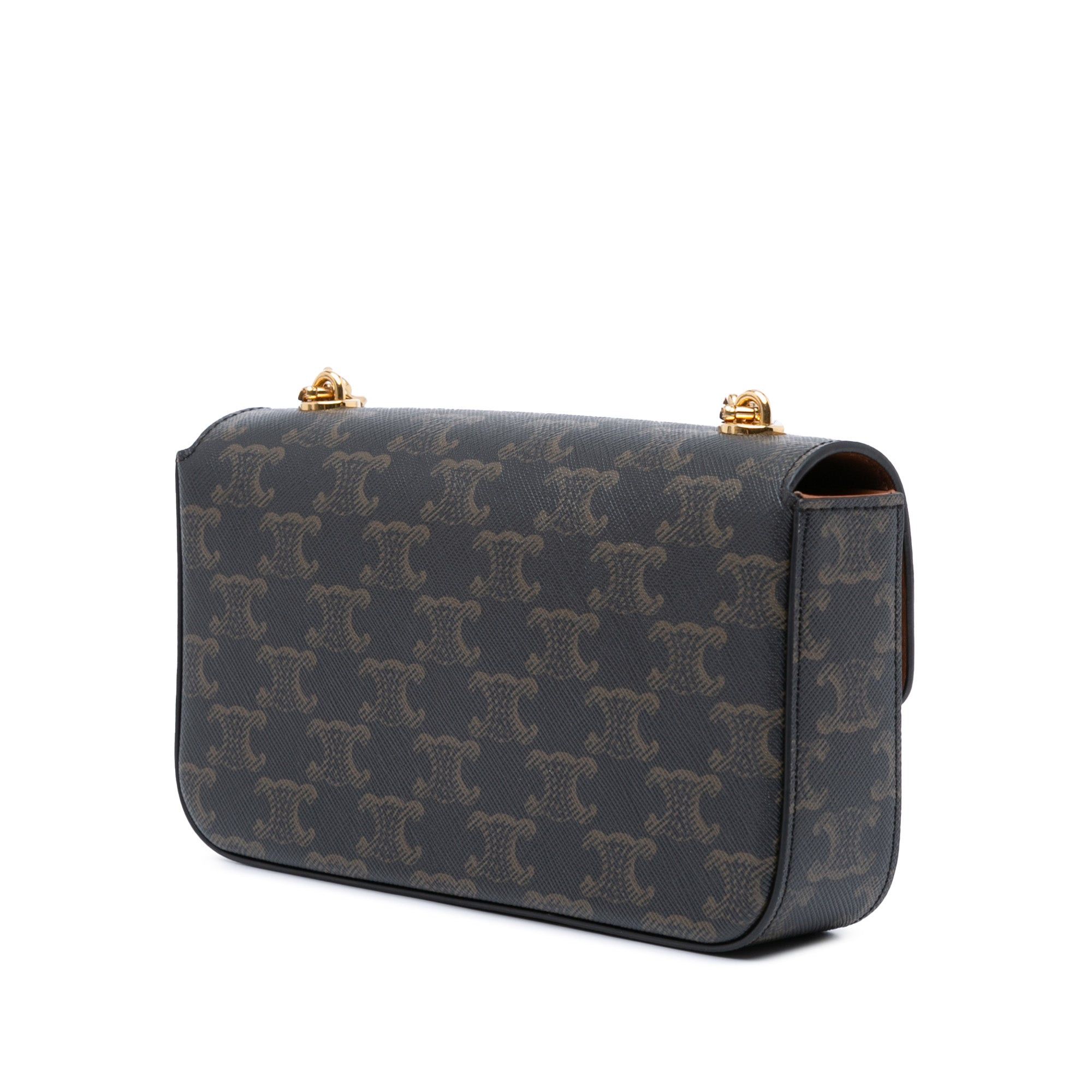 Celine Celine Triomphe Coated Canvas Claude Chain Shoulder Bag Brown Size ONE SIZE - 2 Thumbnail