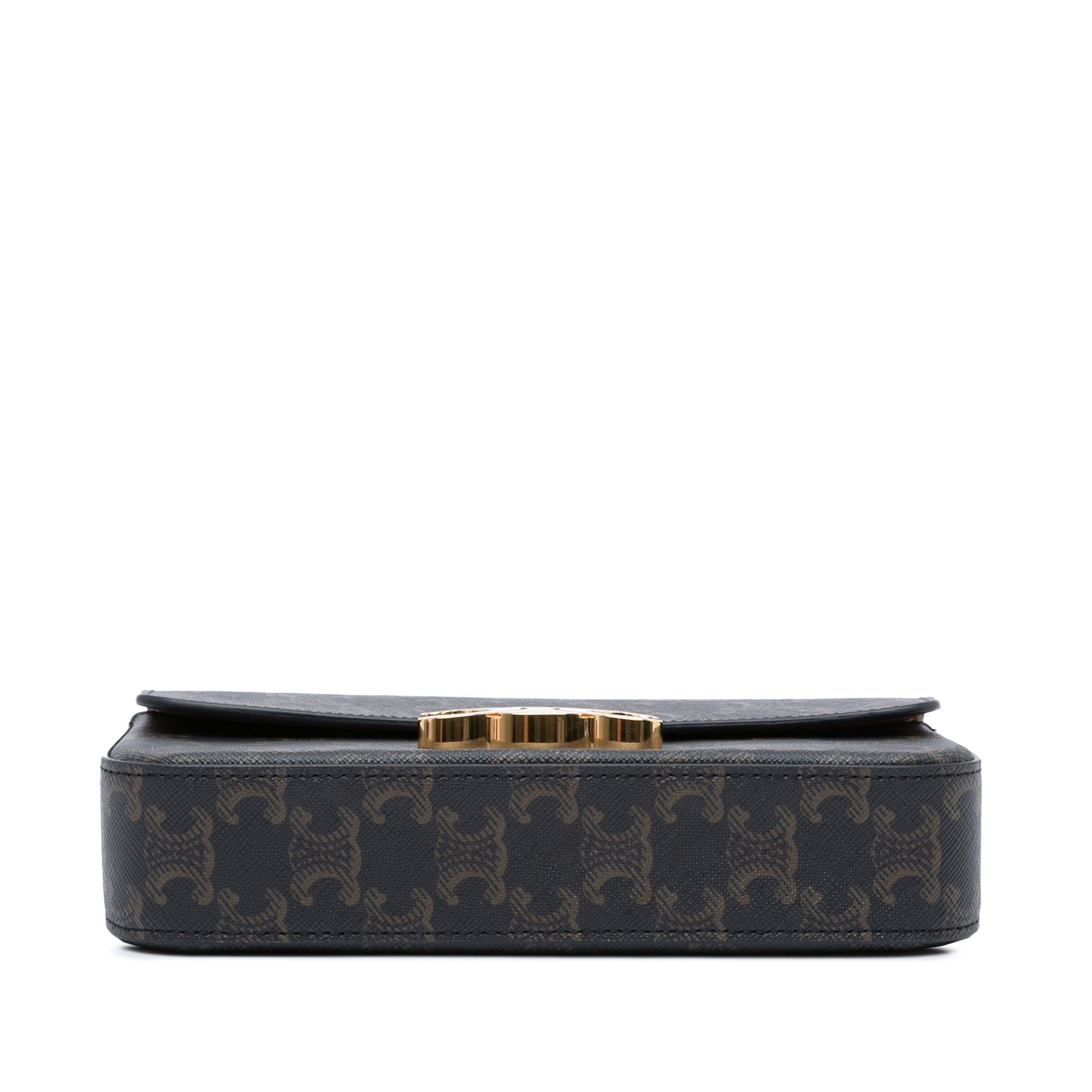 Celine Celine Triomphe Coated Canvas Claude Chain Shoulder Bag Brown Size ONE SIZE - 3 Thumbnail