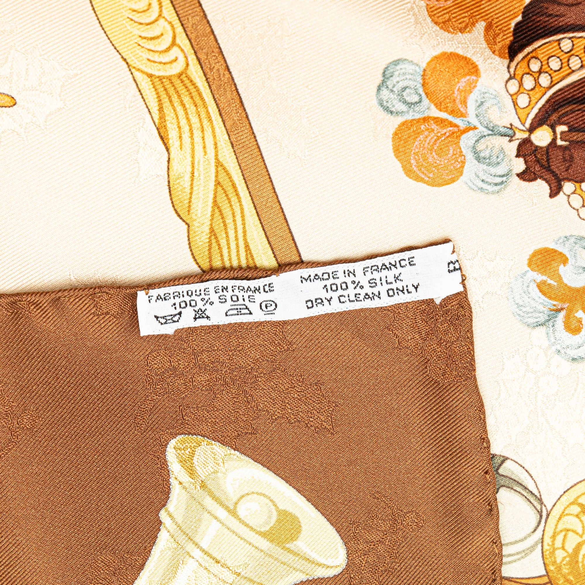 Hermes Hermès Plumes Et Grelots Silk Scarf Brown Size ONE SIZE - 4 Thumbnail