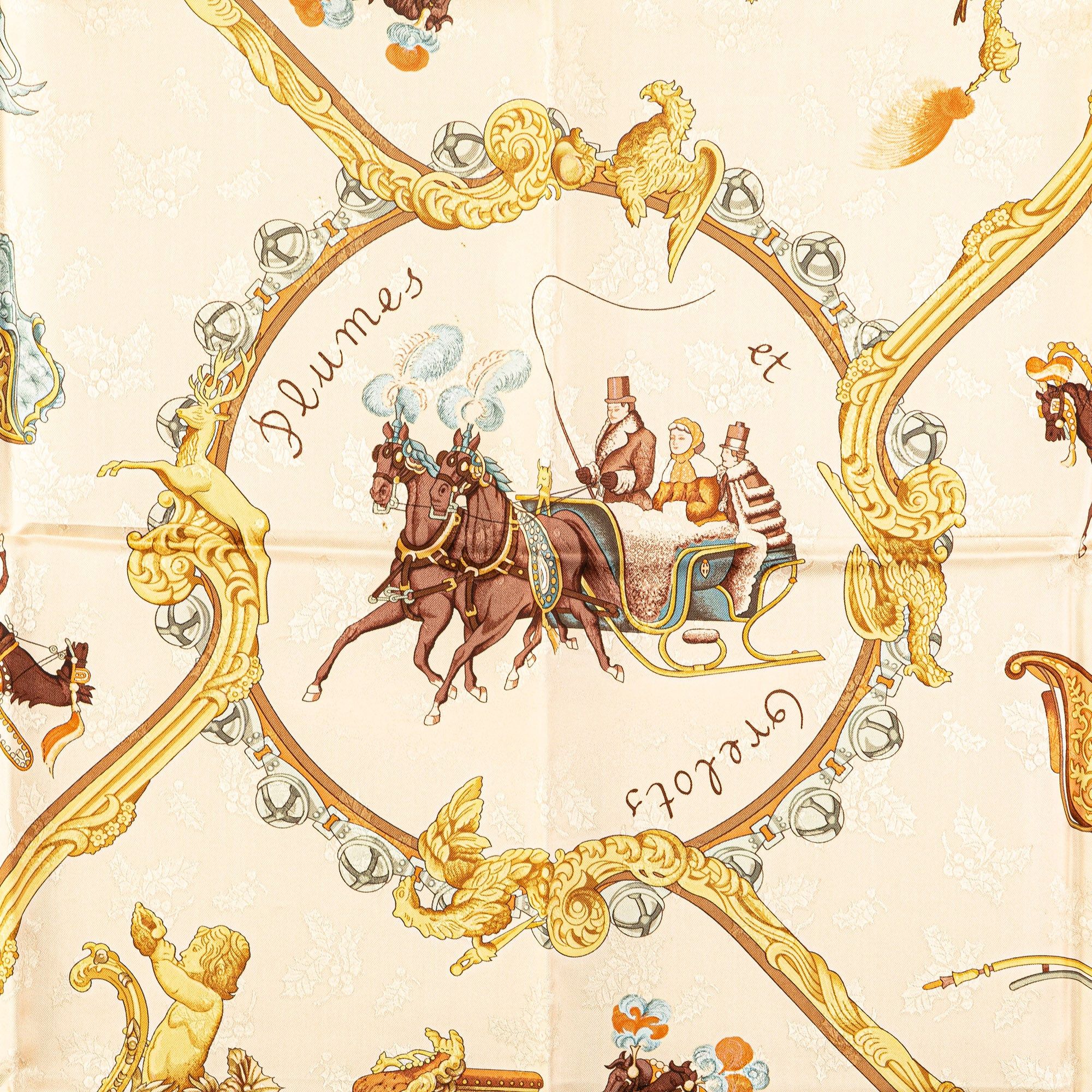 Hermes Hermès Plumes Et Grelots Silk Scarf Brown Size ONE SIZE - 2 Thumbnail