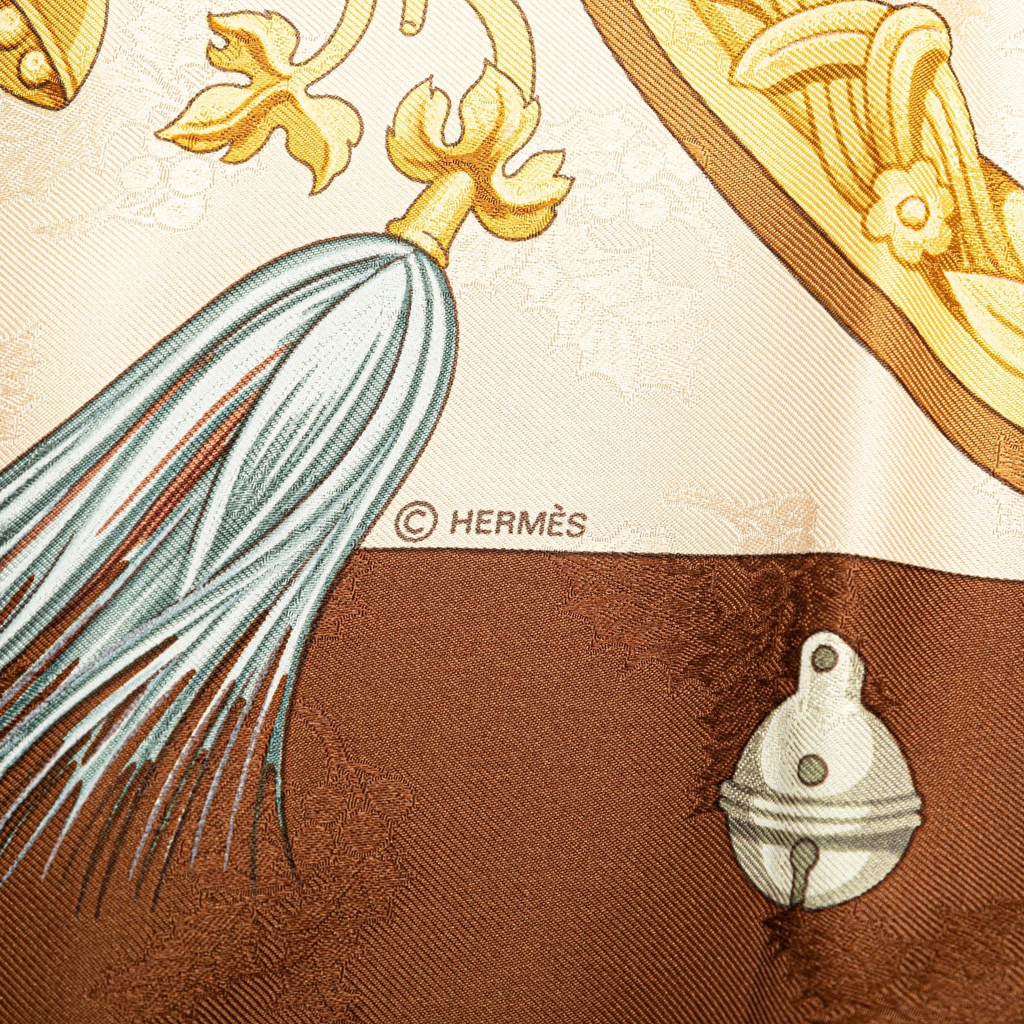 Hermes Hermès Plumes Et Grelots Silk Scarf Brown Size ONE SIZE - 5 Thumbnail