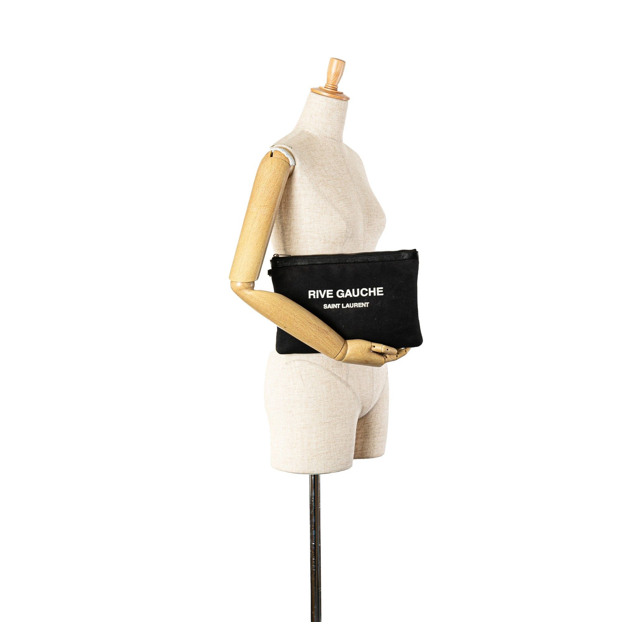 Saint Laurent Paris Saint Laurent Canvas Rive Gauche Clutch Black Size ONE SIZE - 8 Thumbnail