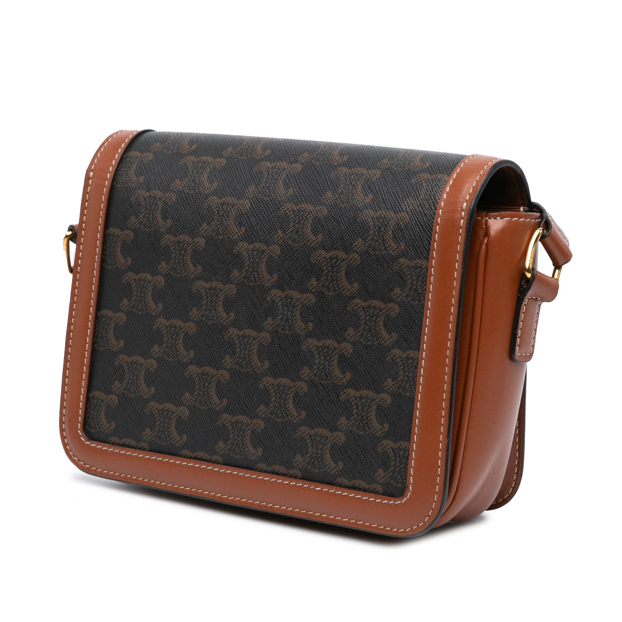 Celine Celine Teen Coated Canvas Triomphe Crossbody Brown Size ONE SIZE - 2 Thumbnail