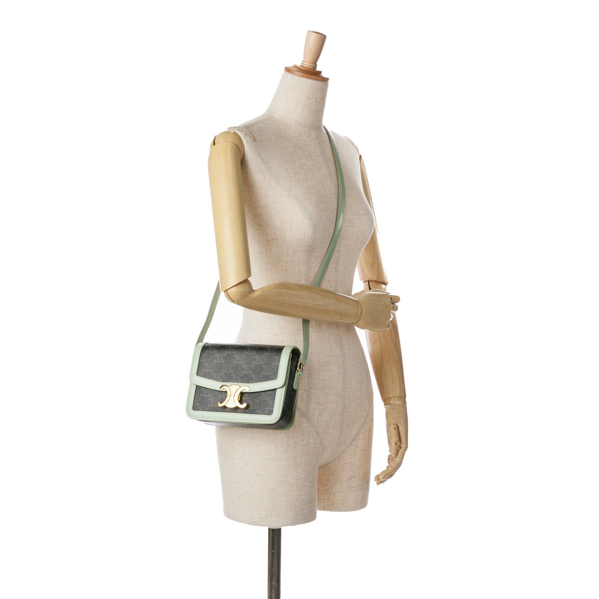 Celine Celine Teen Coated Canvas Triomphe Crossbody Brown Size ONE SIZE - 10 Thumbnail