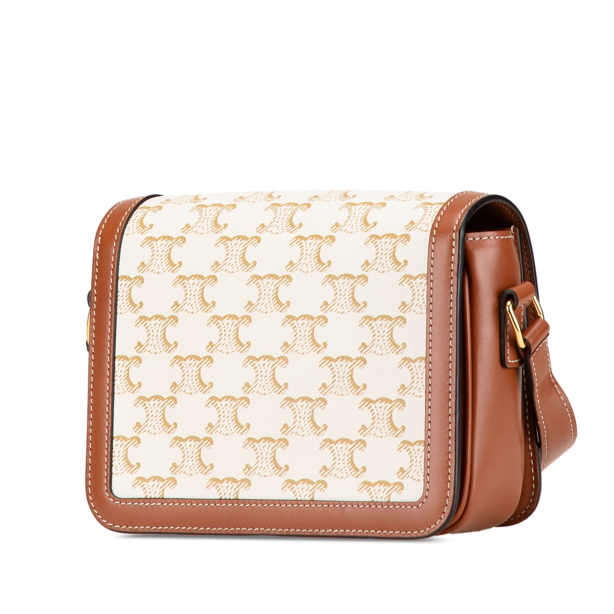 Celine Celine Teen Coated Canvas Triomphe Crossbody White Size ONE SIZE - 2 Thumbnail