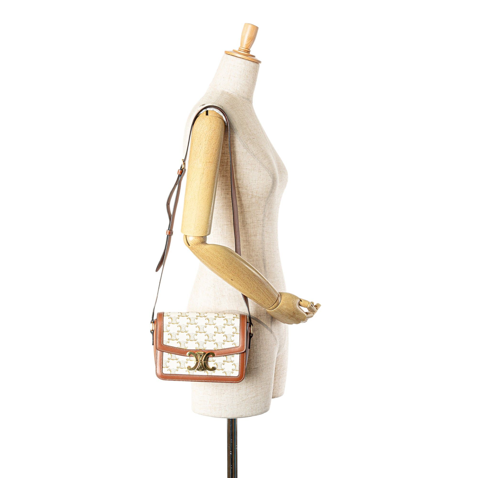 Celine Celine Teen Coated Canvas Triomphe Crossbody White Size ONE SIZE - 9 Thumbnail