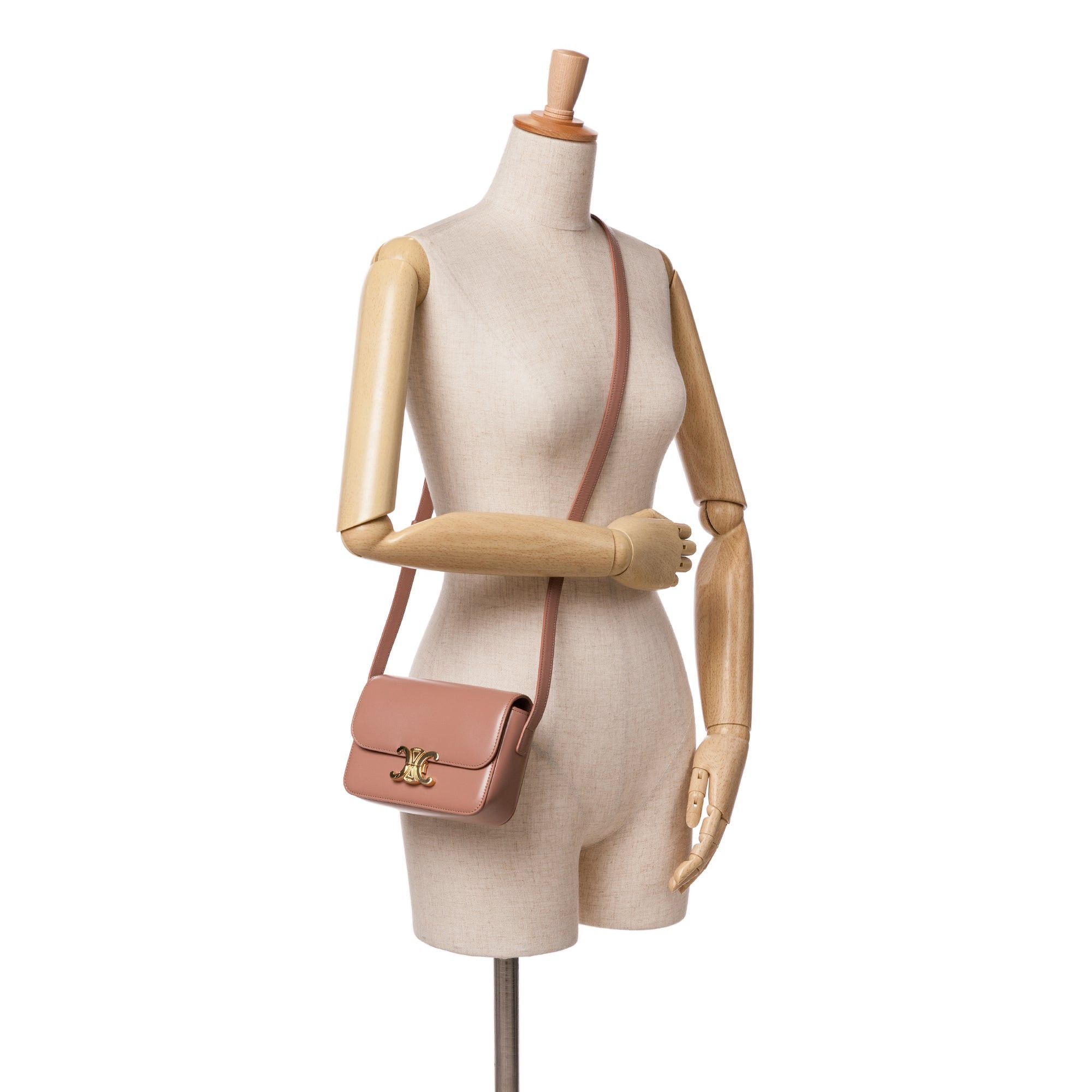 Celine Celine Teen Shiny Calfskin Triomphe Crossbody Brown Size ONE SIZE - 7 Thumbnail