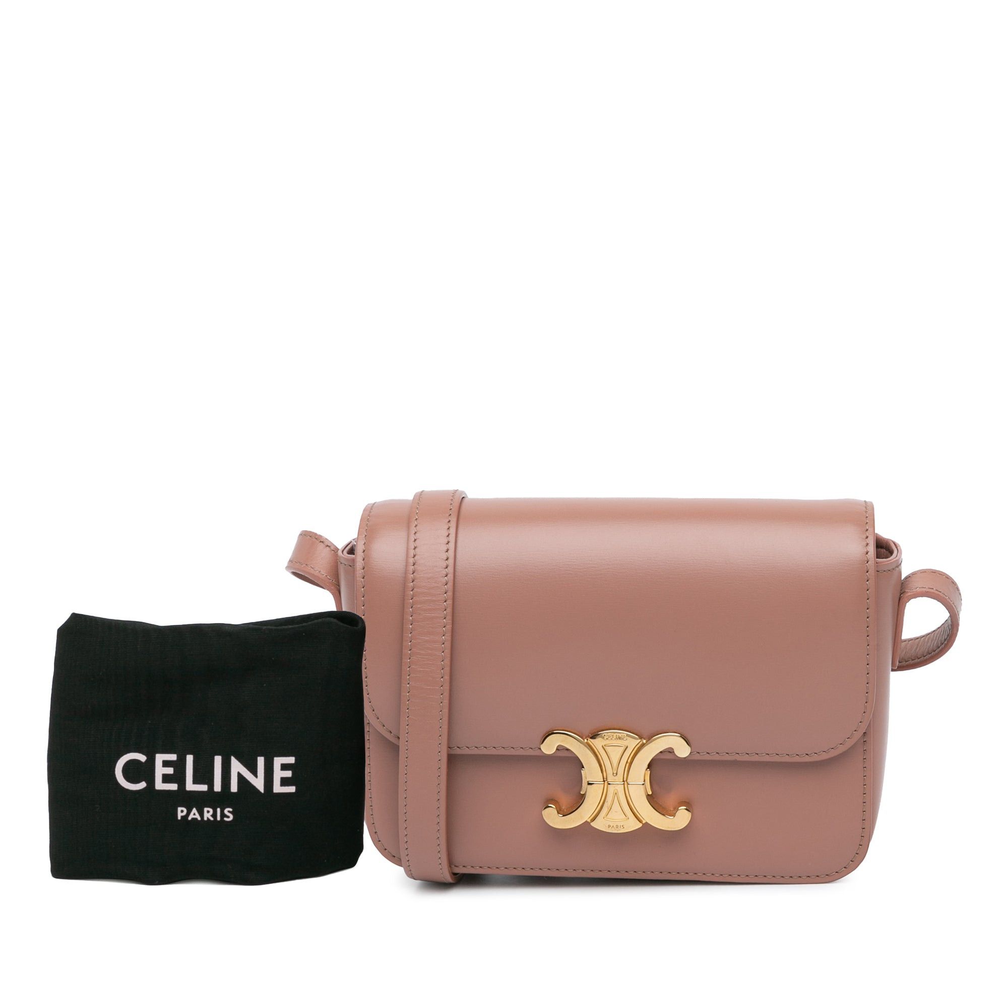 Celine Celine Teen Shiny Calfskin Triomphe Crossbody Brown Size ONE SIZE - 8 Thumbnail
