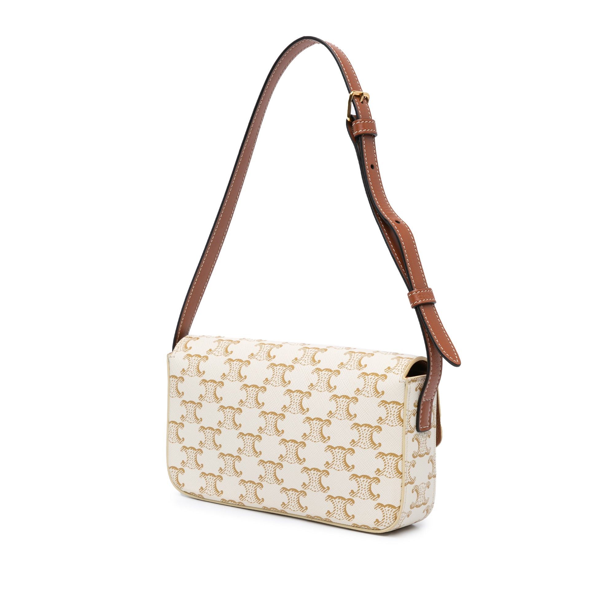 Celine Celine Triomphe Coated Canvas Claude Shoulder Bag White Size ONE SIZE - 2 Thumbnail
