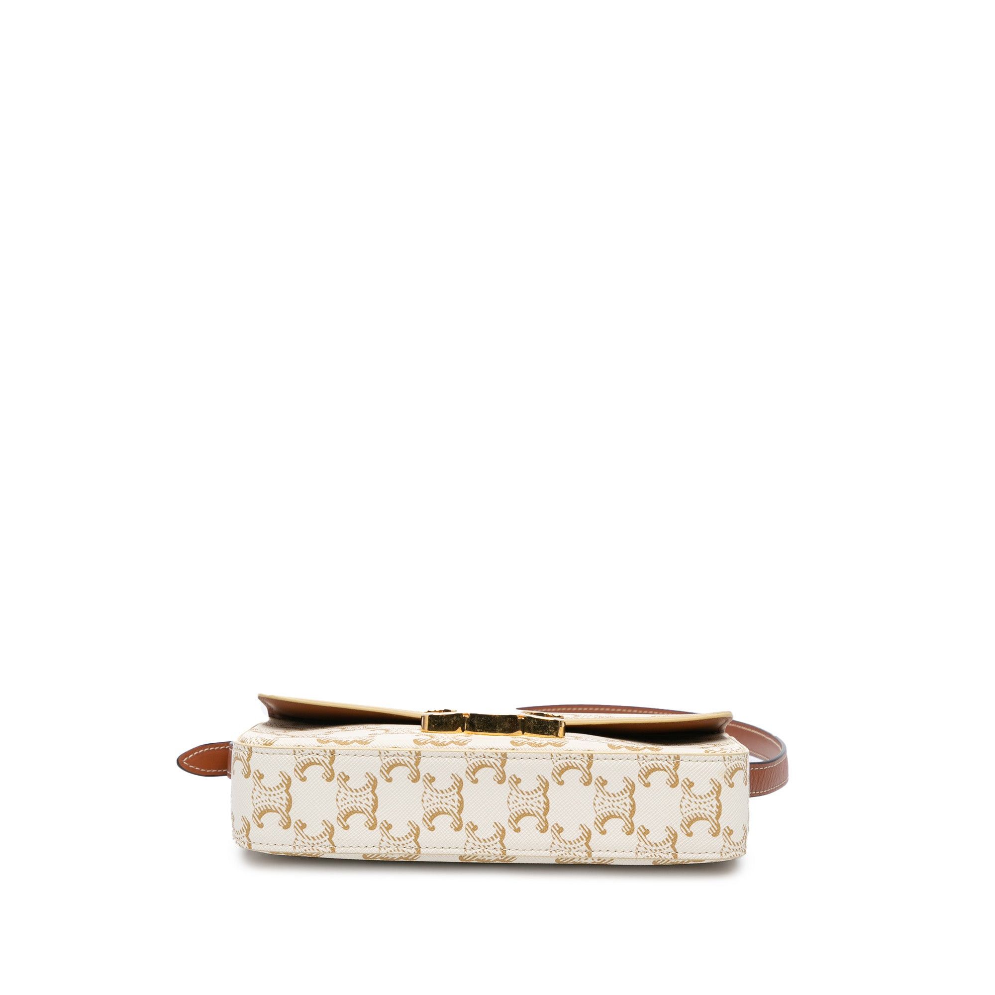 Celine Celine Triomphe Coated Canvas Claude Shoulder Bag White Size ONE SIZE - 3 Thumbnail