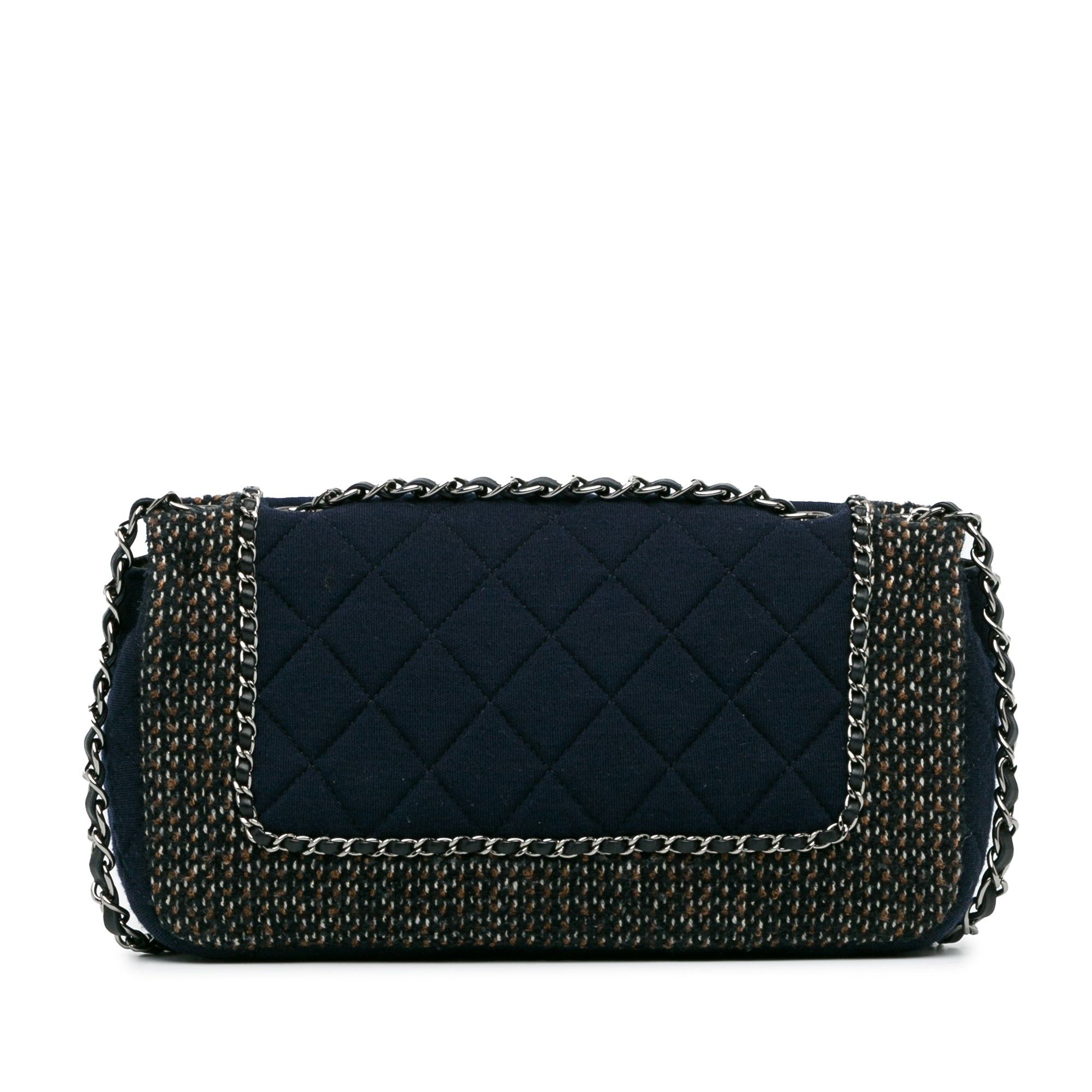 Chanel Chanel Small Jersey Tweed Flap Blue Size ONE SIZE - 4 Thumbnail