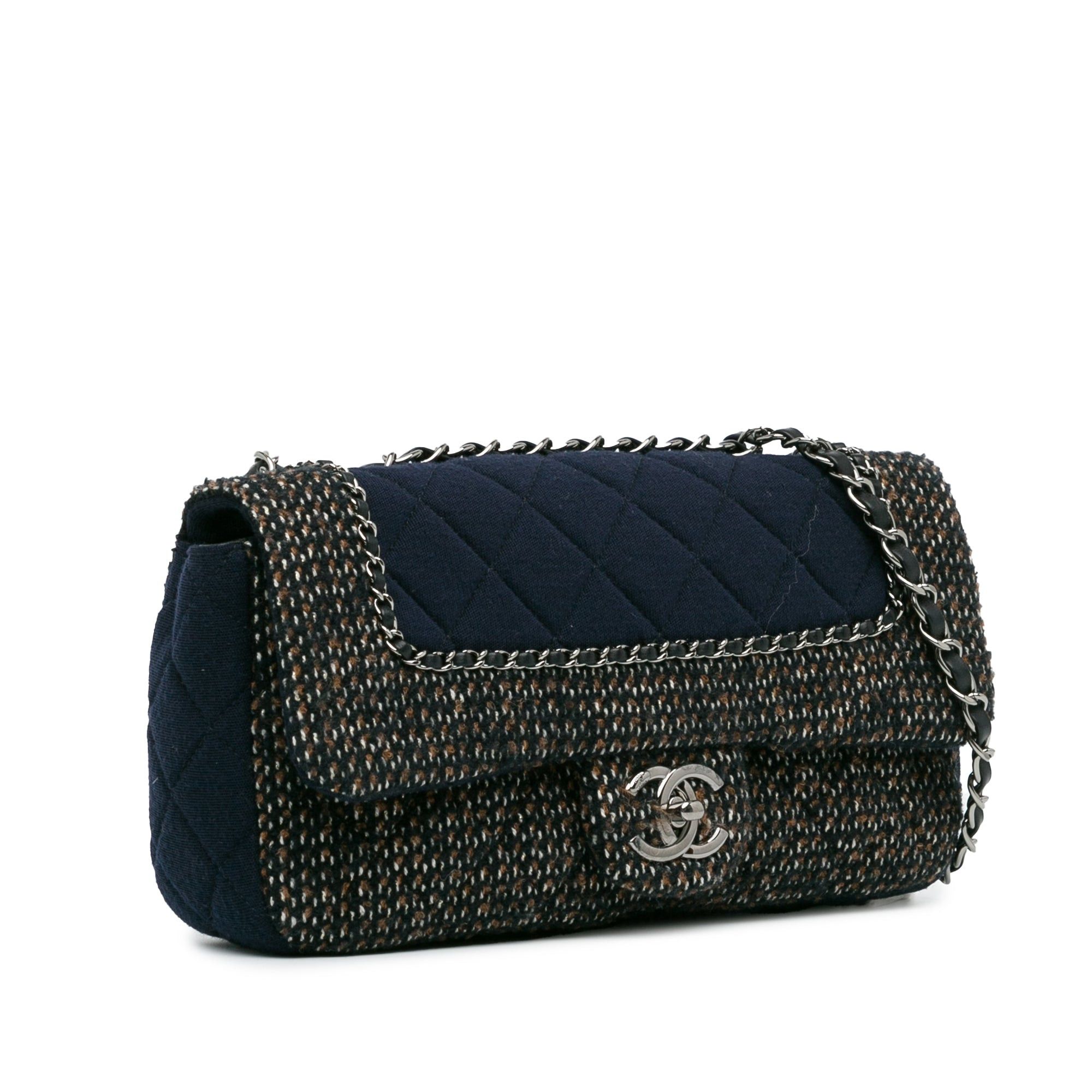 Chanel Chanel Small Jersey Tweed Flap Blue Size ONE SIZE - 2 Thumbnail