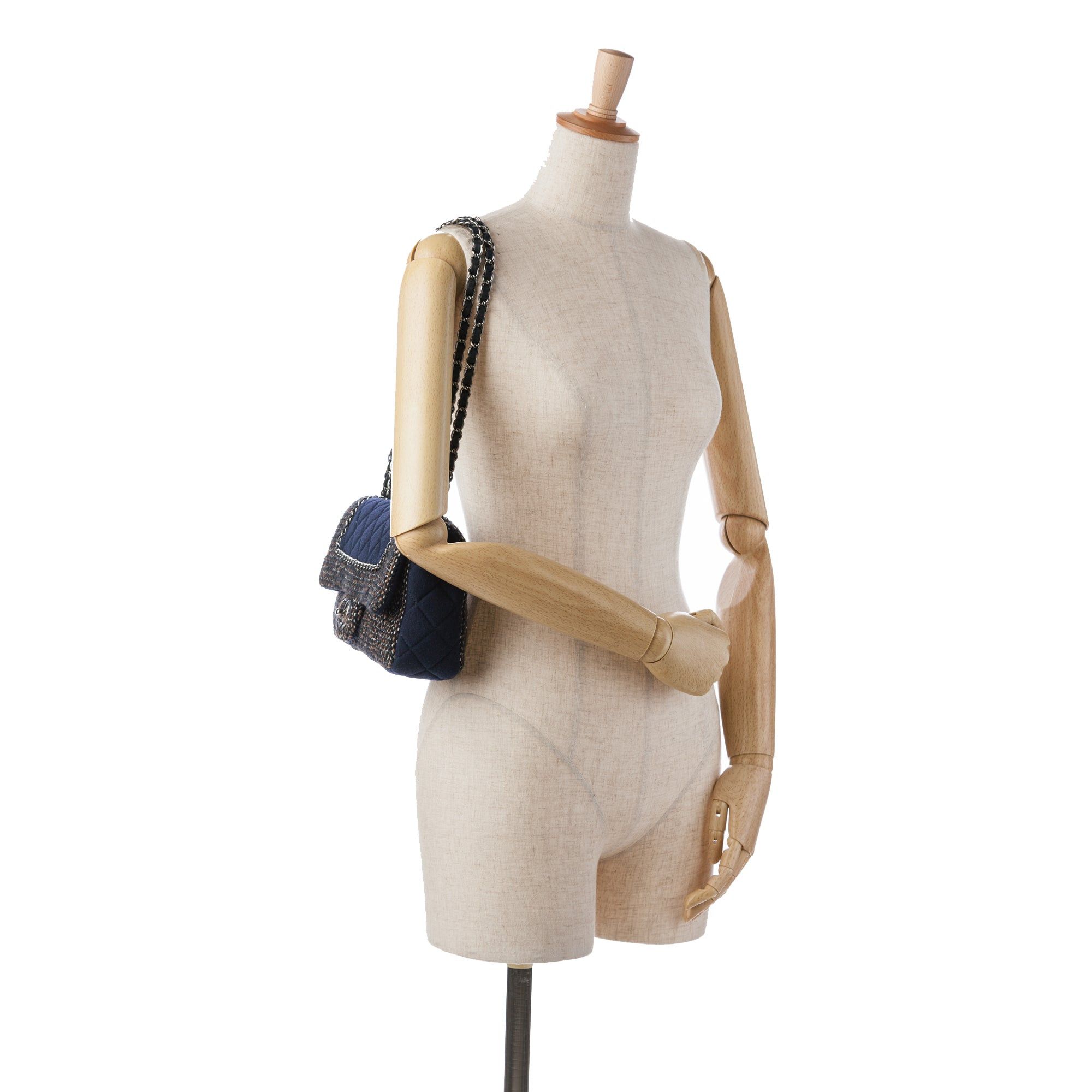 Chanel Chanel Small Jersey Tweed Flap Blue Size ONE SIZE - 10 Thumbnail