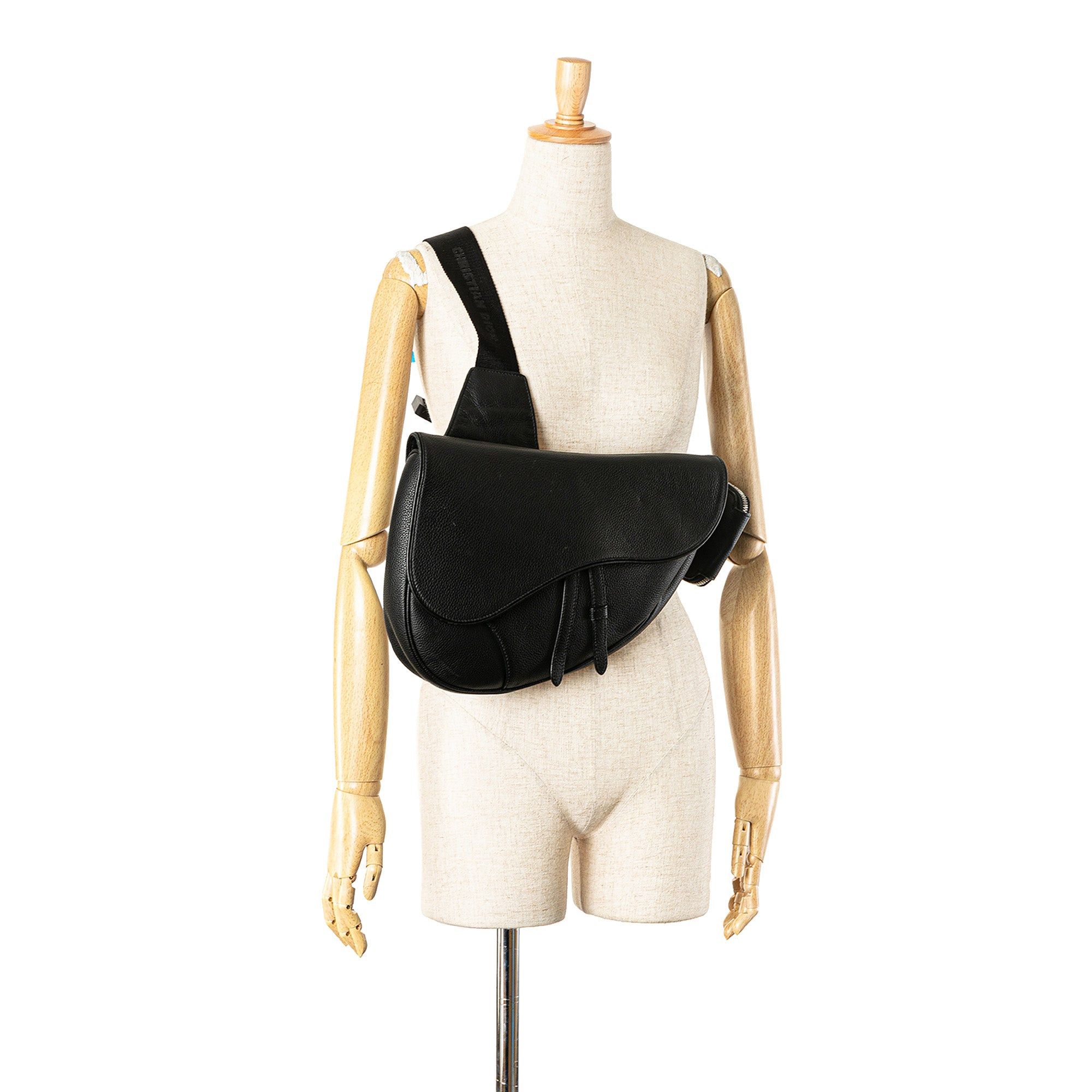 Dior Dior Kim Jones Grained Calfskin Saddle Bag Black Size ONE SIZE - 8 Thumbnail