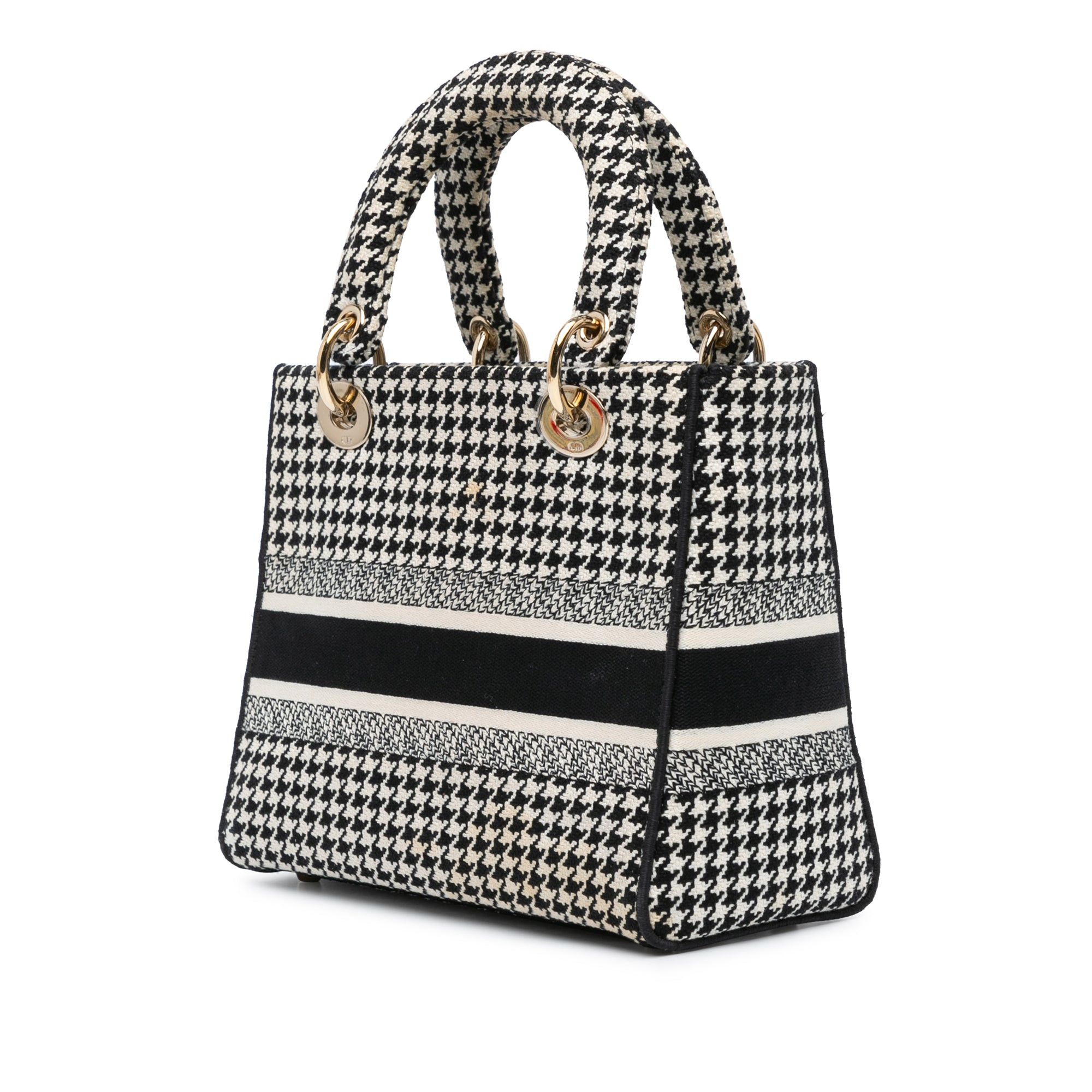 Dior Dior Medium Canvas Houndstooth Embroidered Lady D Lite Black Size ONE SIZE - 2 Thumbnail