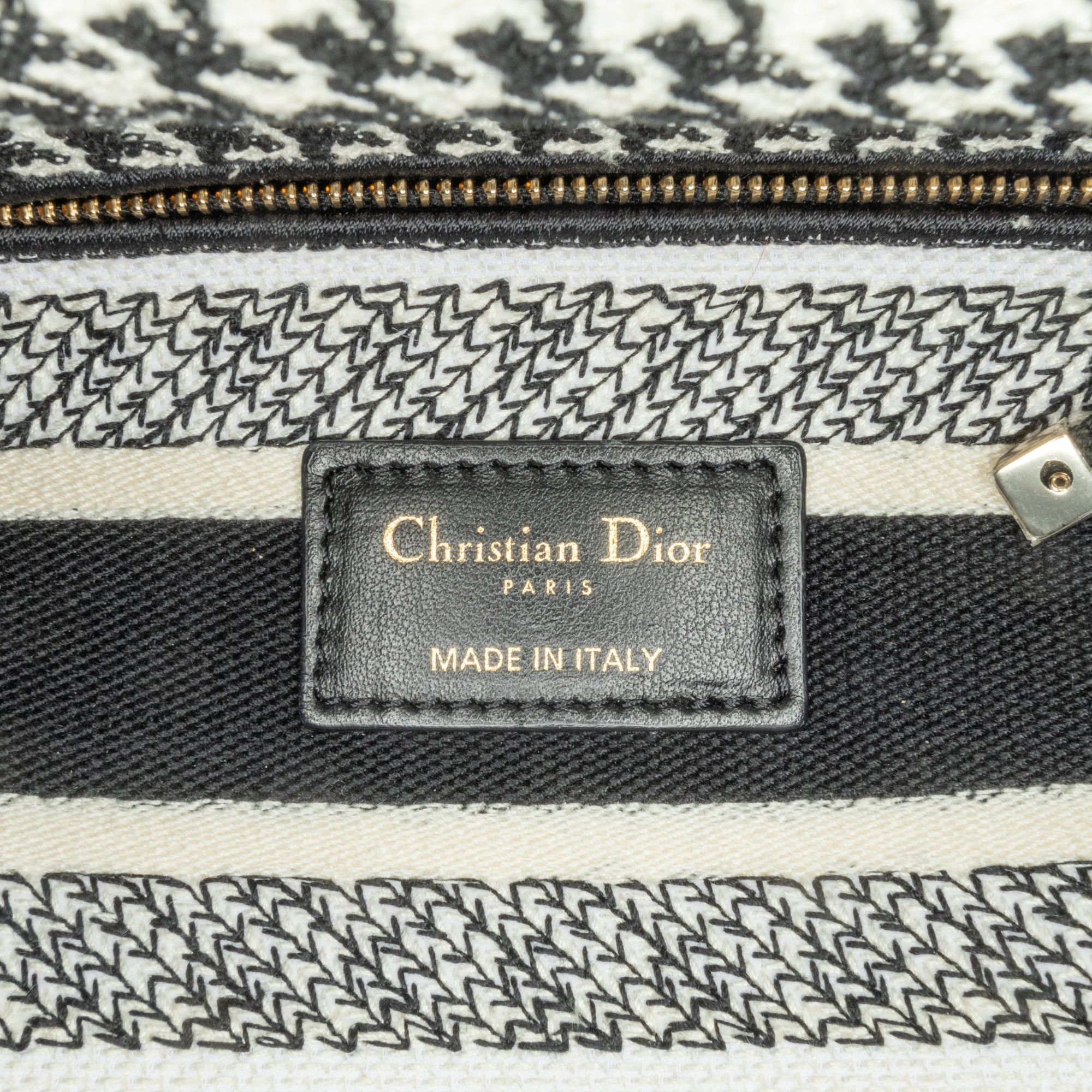 Dior Dior Medium Canvas Houndstooth Embroidered Lady D Lite Black Size ONE SIZE - 5 Thumbnail