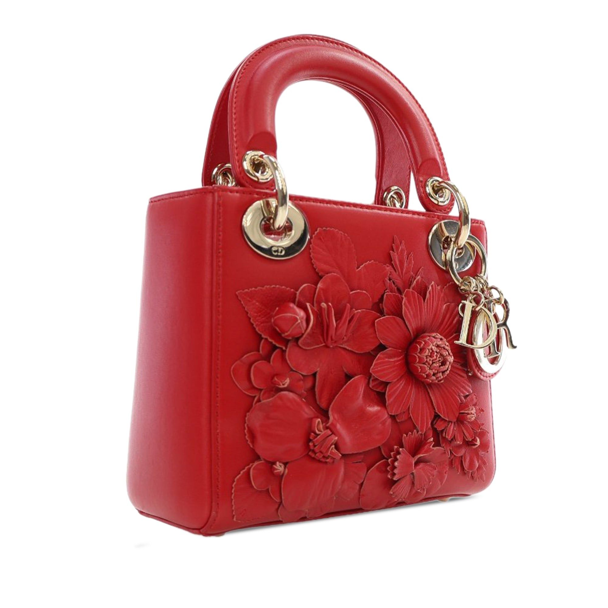 Dior Dior Mini Lambskin DiorAmour Applique Flower Lady Dior Red Size ONE SIZE - 2 Thumbnail