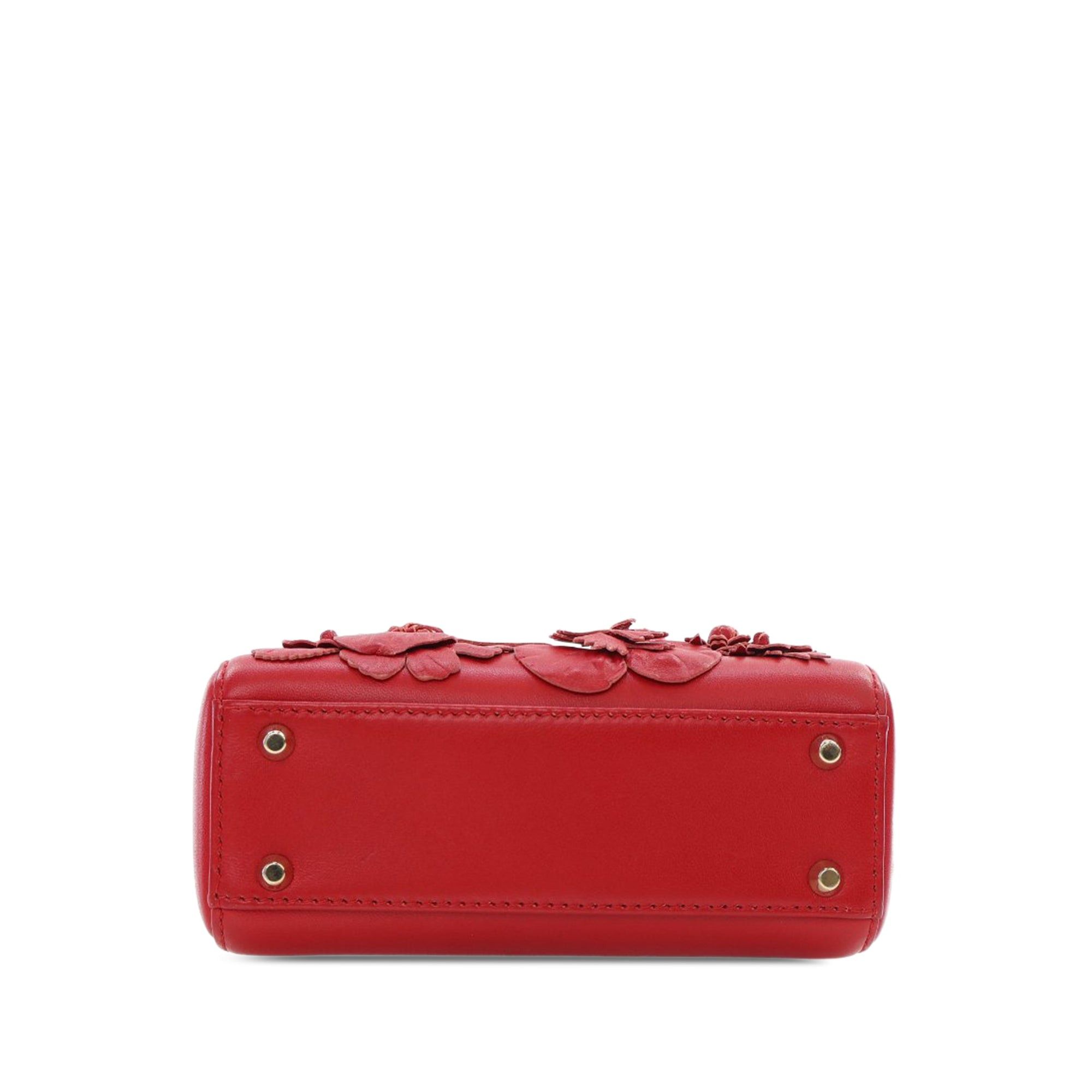 Dior Dior Mini Lambskin DiorAmour Applique Flower Lady Dior Red Size ONE SIZE - 4 Thumbnail