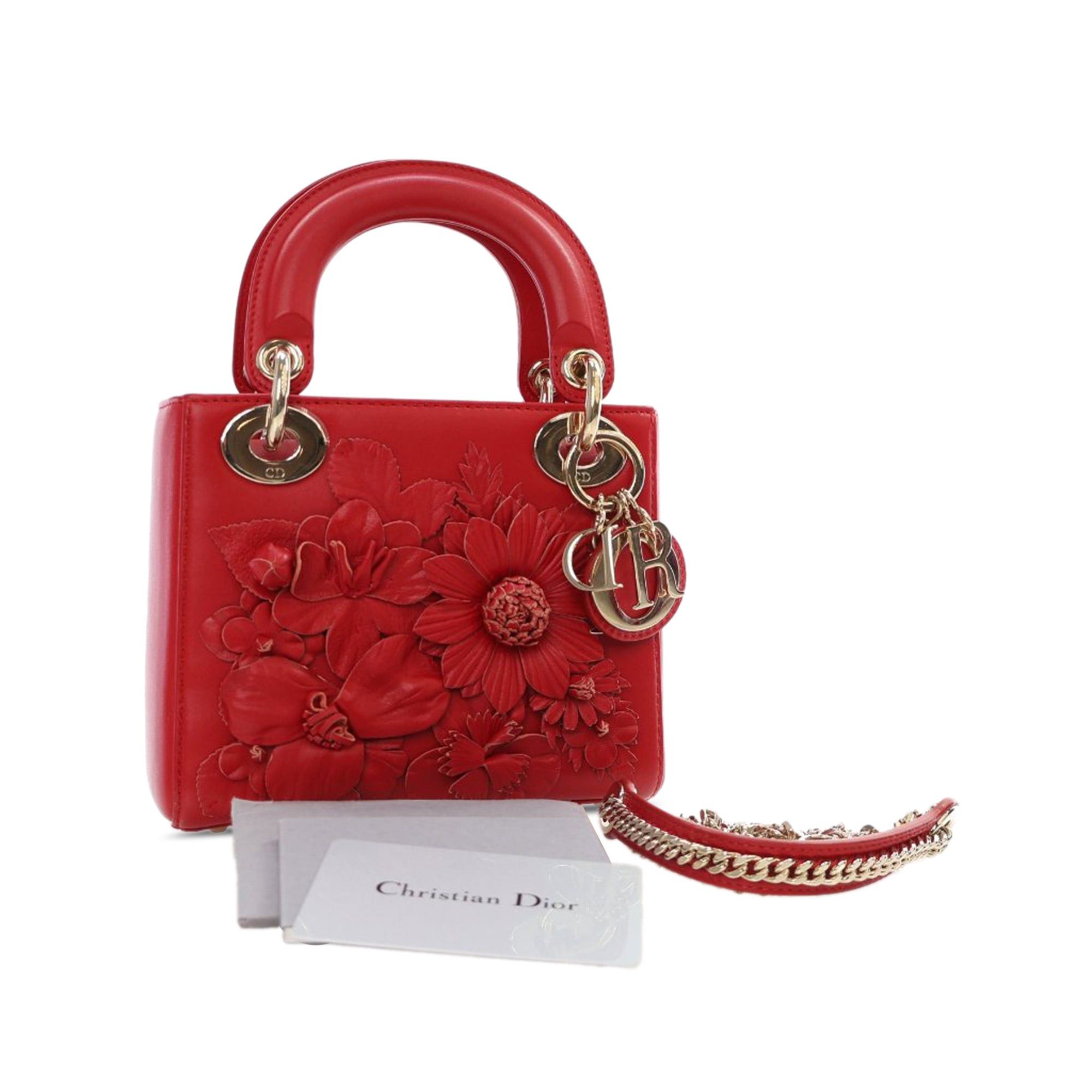Dior Dior Mini Lambskin DiorAmour Applique Flower Lady Dior Red Size ONE SIZE - 14 Thumbnail