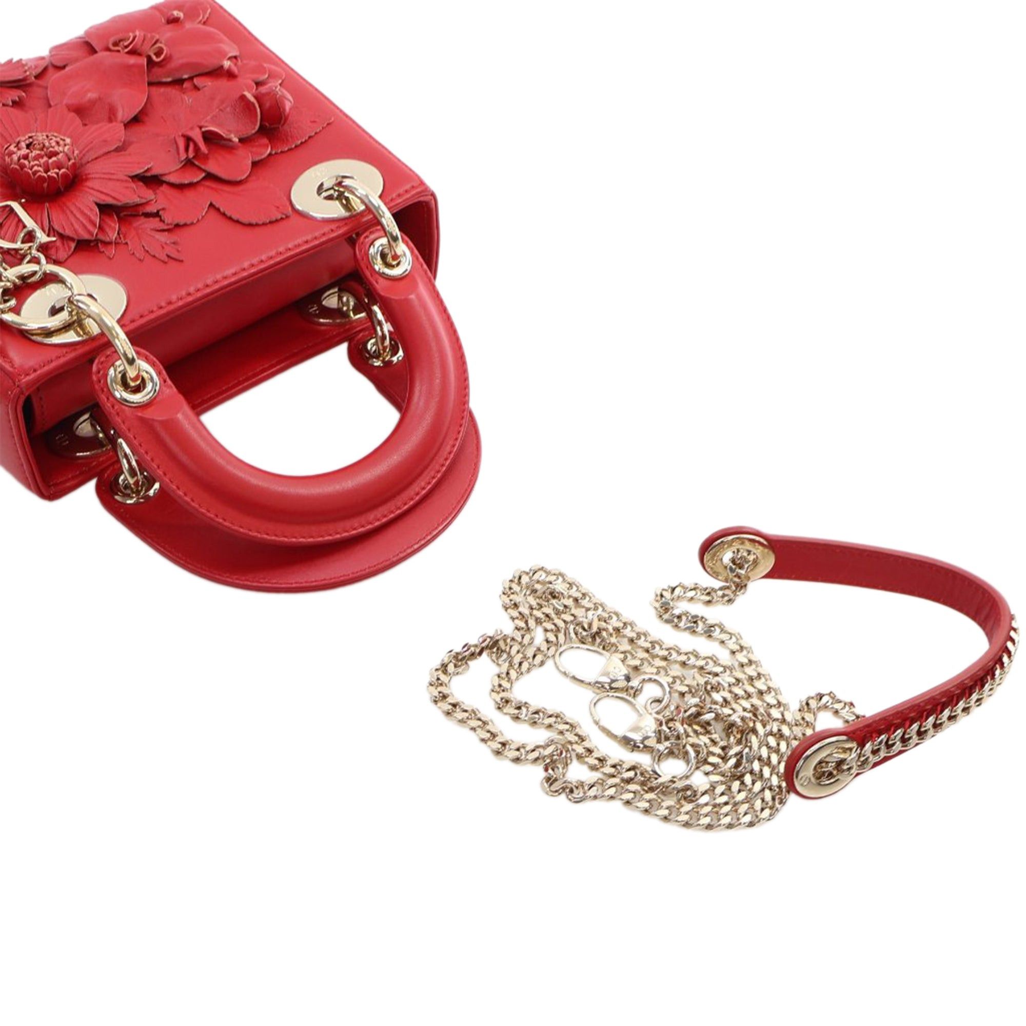 Dior Dior Mini Lambskin DiorAmour Applique Flower Lady Dior Red Size ONE SIZE - 13 Thumbnail