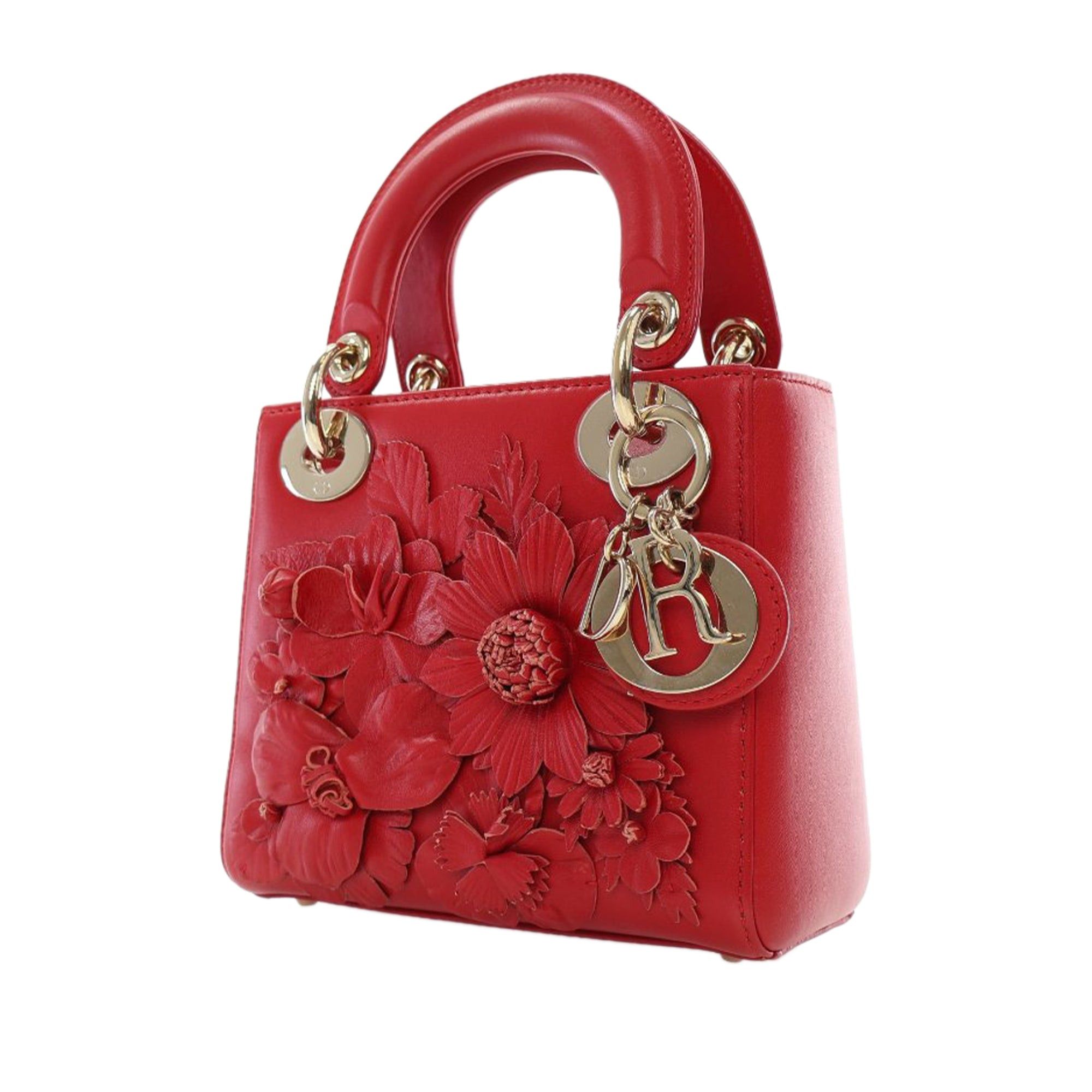 Dior Dior Mini Lambskin DiorAmour Applique Flower Lady Dior Red Size ONE SIZE - 8 Thumbnail