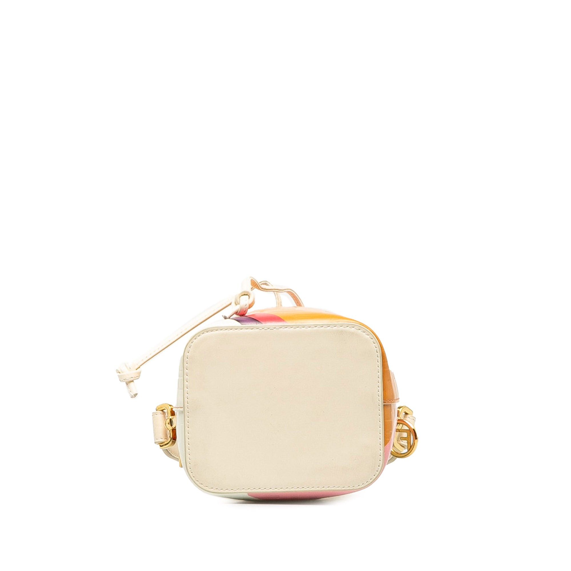 Fendi Fendi FF Embossed Striped Mini Mon Tresor Bucket Bag Brown Size ONE SIZE - 4 Thumbnail