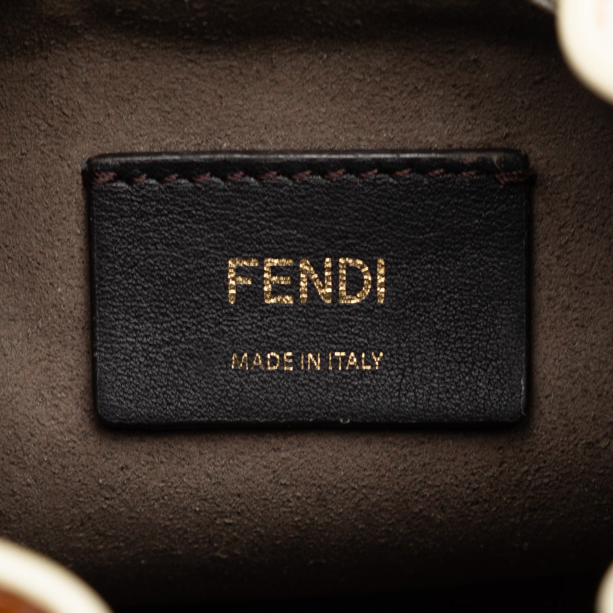 Fendi Fendi FF Embossed Striped Mini Mon Tresor Bucket Bag Brown Size ONE SIZE - 6 Thumbnail