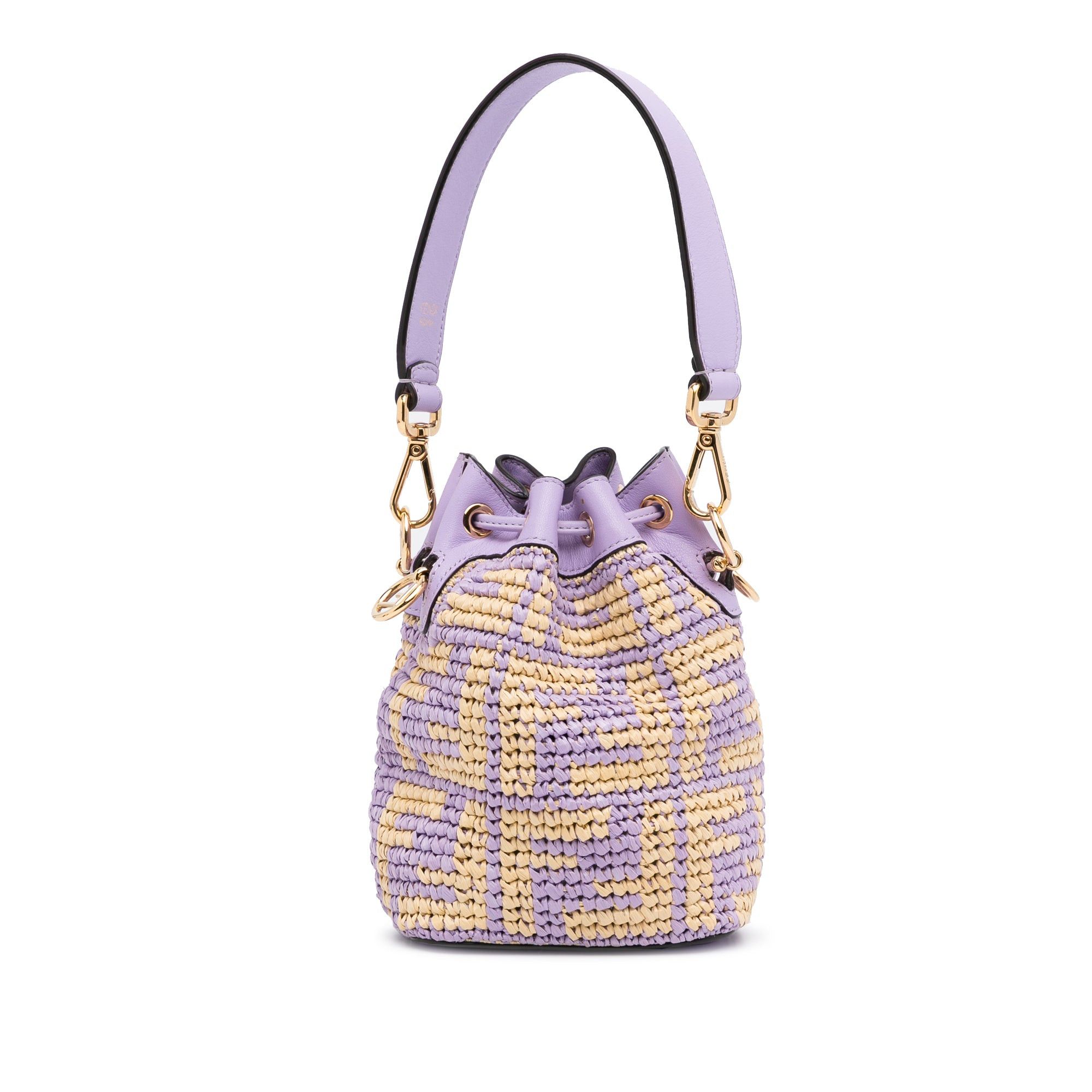 Fendi Fendi Mini Raffia Zucca Mon Tresor Bucket Bag Purple Size ONE SIZE - 4 Thumbnail