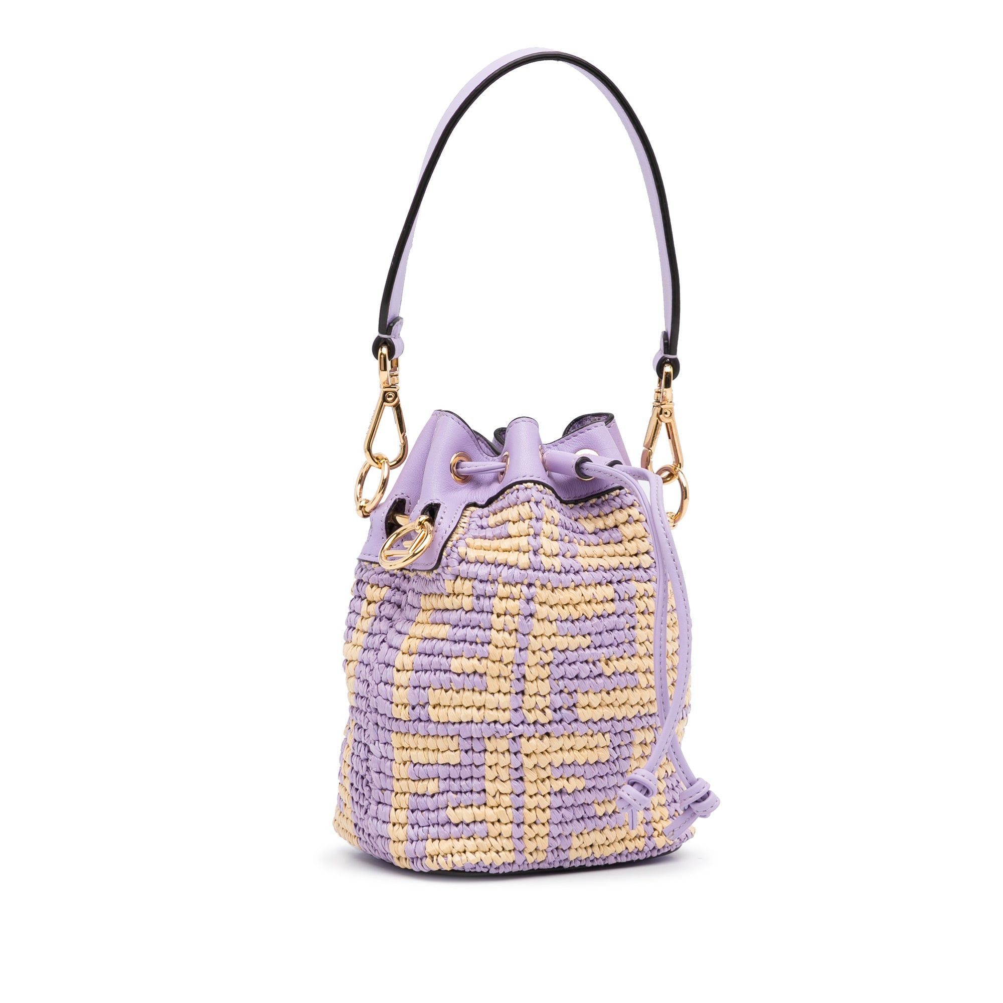 Fendi Fendi Mini Raffia Zucca Mon Tresor Bucket Bag Purple Size ONE SIZE - 2 Thumbnail