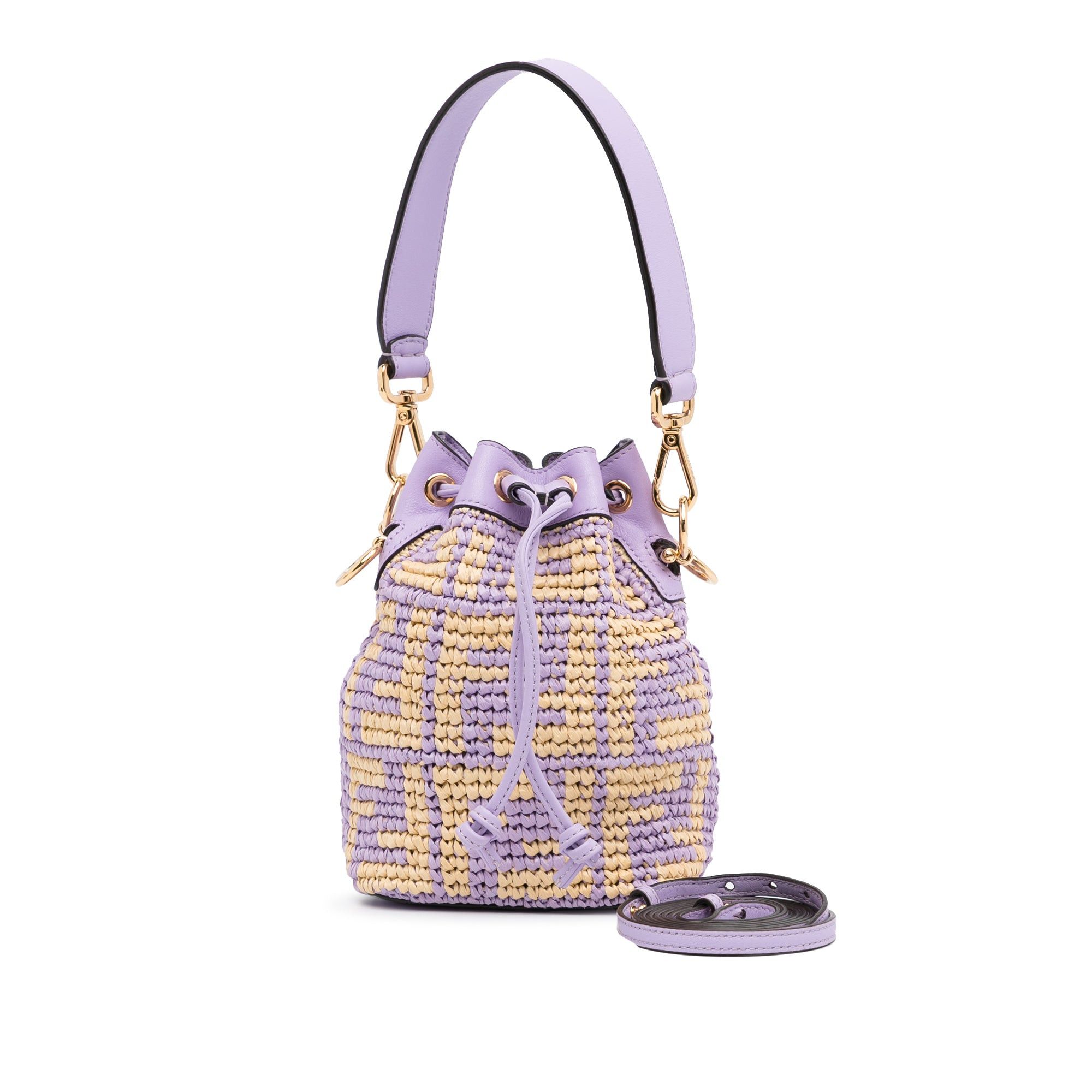Fendi Fendi Mini Raffia Zucca Mon Tresor Bucket Bag Purple Size ONE SIZE - 10 Thumbnail