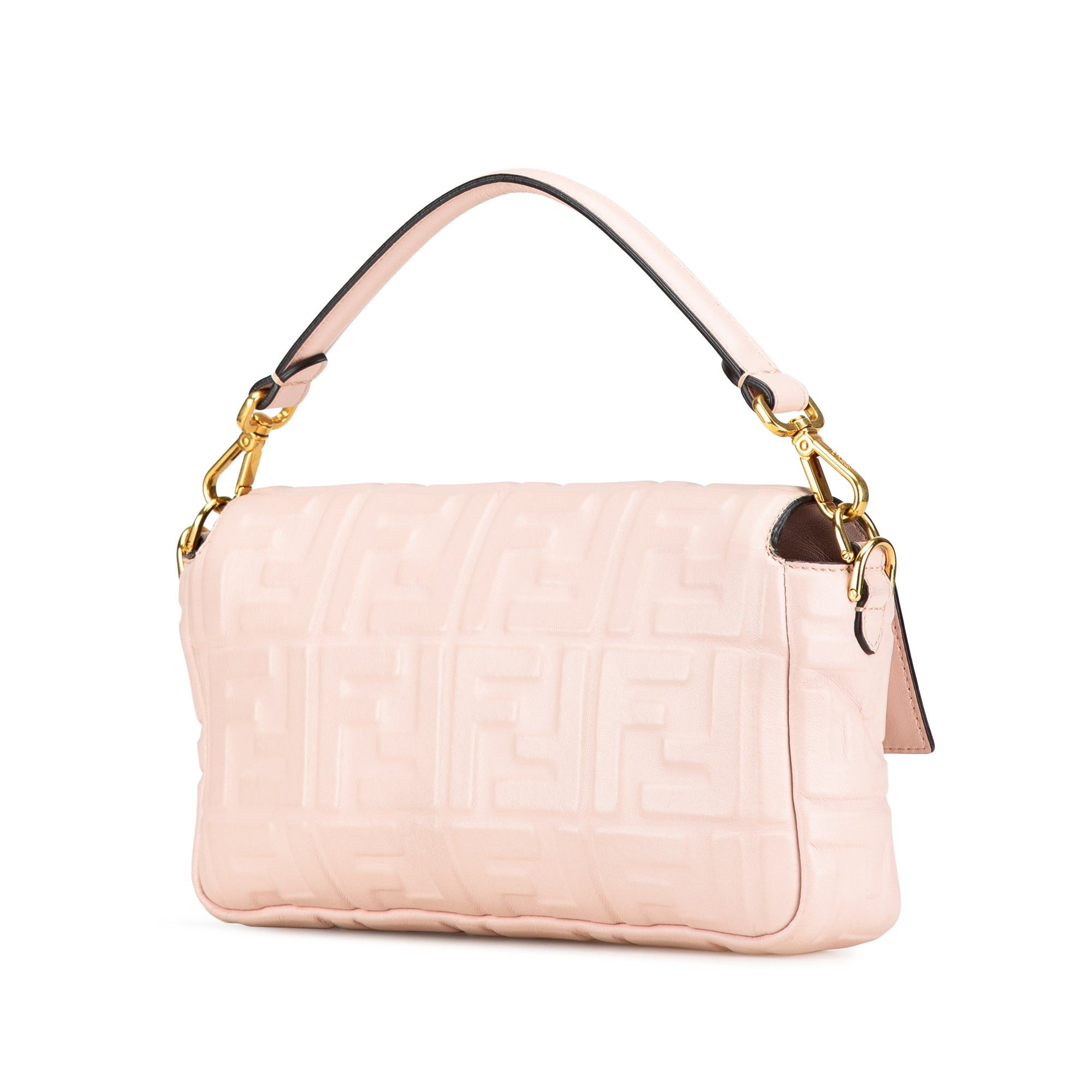 Fendi Fendi Zucca Embossed Leather Baguette Satchel Pink Size ONE SIZE - 2 Thumbnail