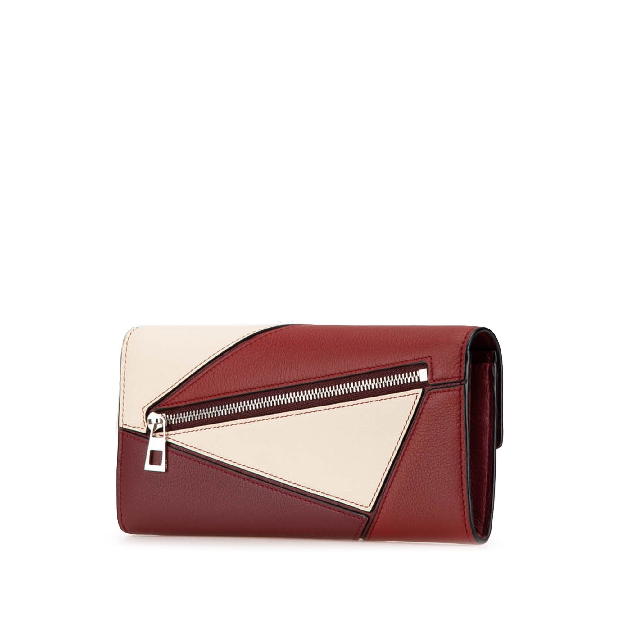 Loewe LOEWE Leather Puzzle Continental Wallet Red Size ONE SIZE - 2 Thumbnail