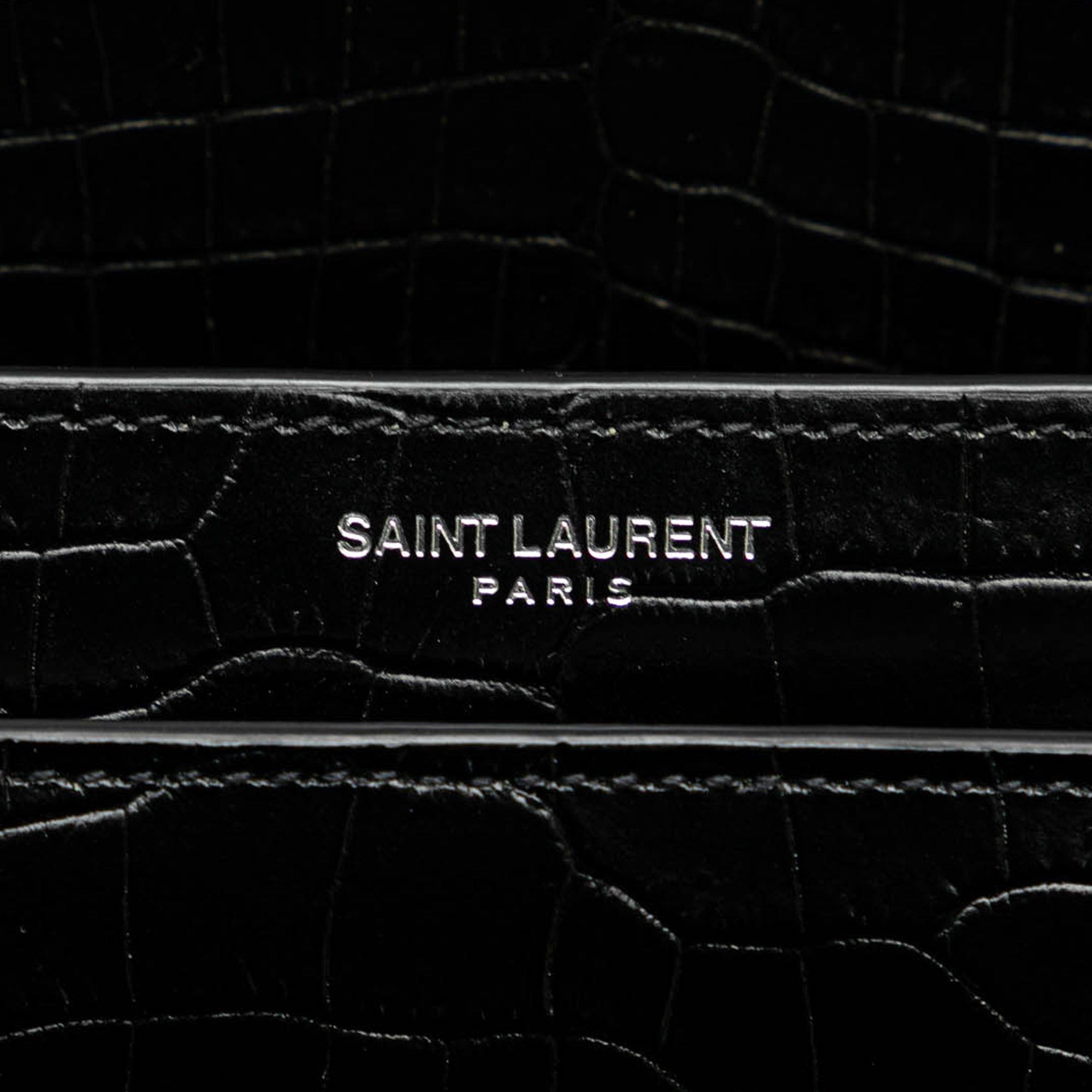 Saint Laurent Paris Saint Laurent Medium Embossed Sunset Crossbody Bag Black Size ONE SIZE - 6 Thumbnail