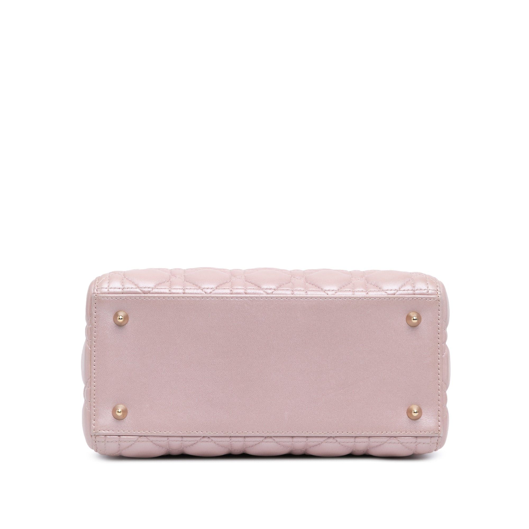 Dior Dior Medium Pearlescent Lambskin Cannage Lady Dior Pink Size ONE SIZE - 3 Thumbnail