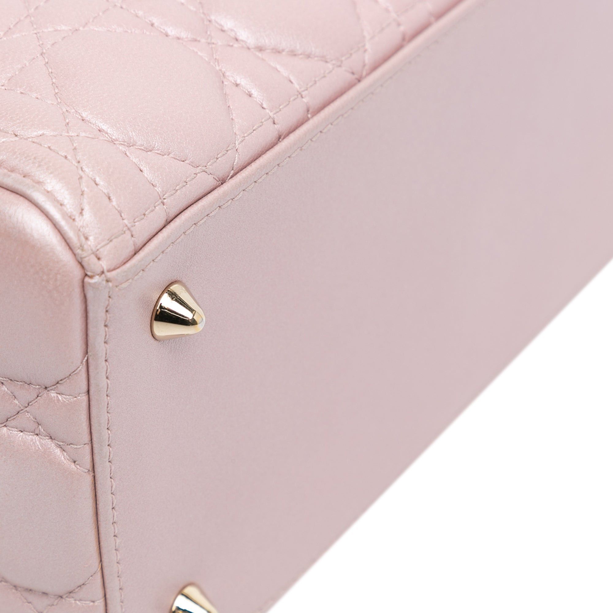 Dior Dior Medium Pearlescent Lambskin Cannage Lady Dior Pink Size ONE SIZE - 9 Thumbnail