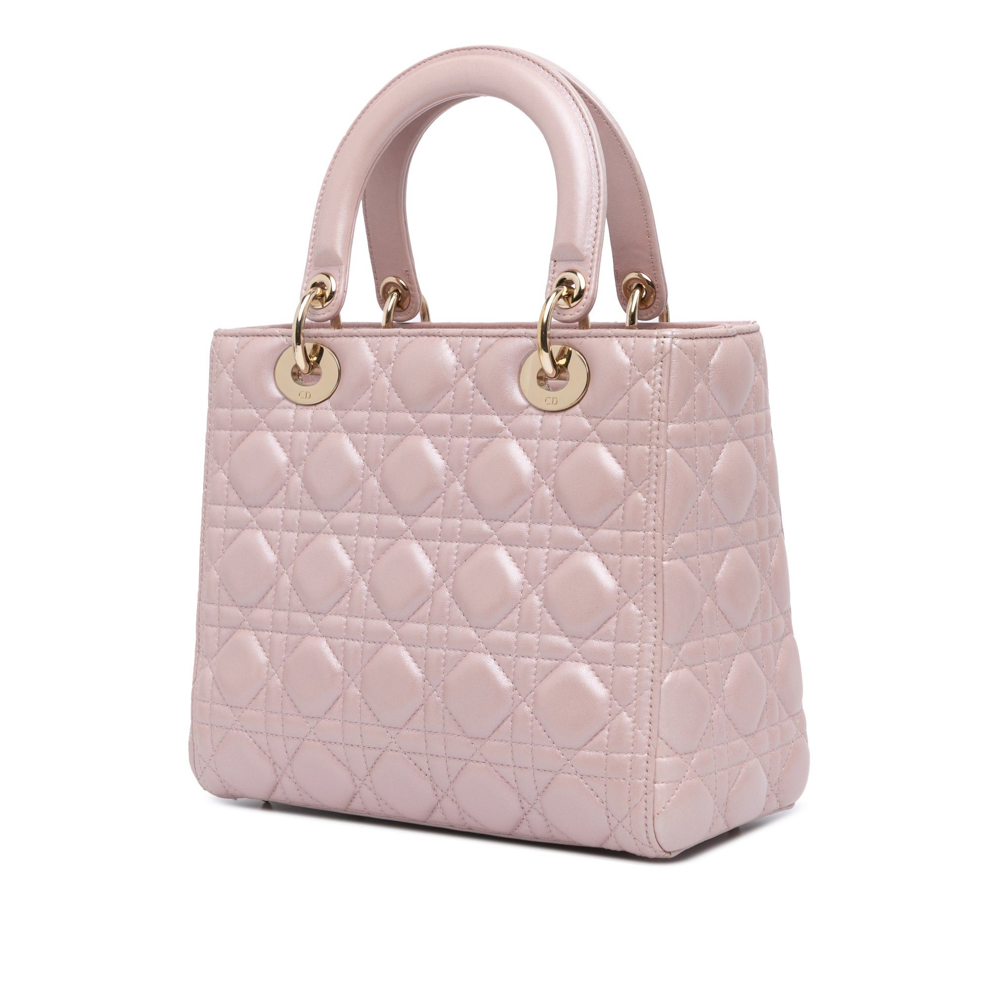 Dior Dior Medium Pearlescent Lambskin Cannage Lady Dior Pink Size ONE SIZE - 2 Thumbnail