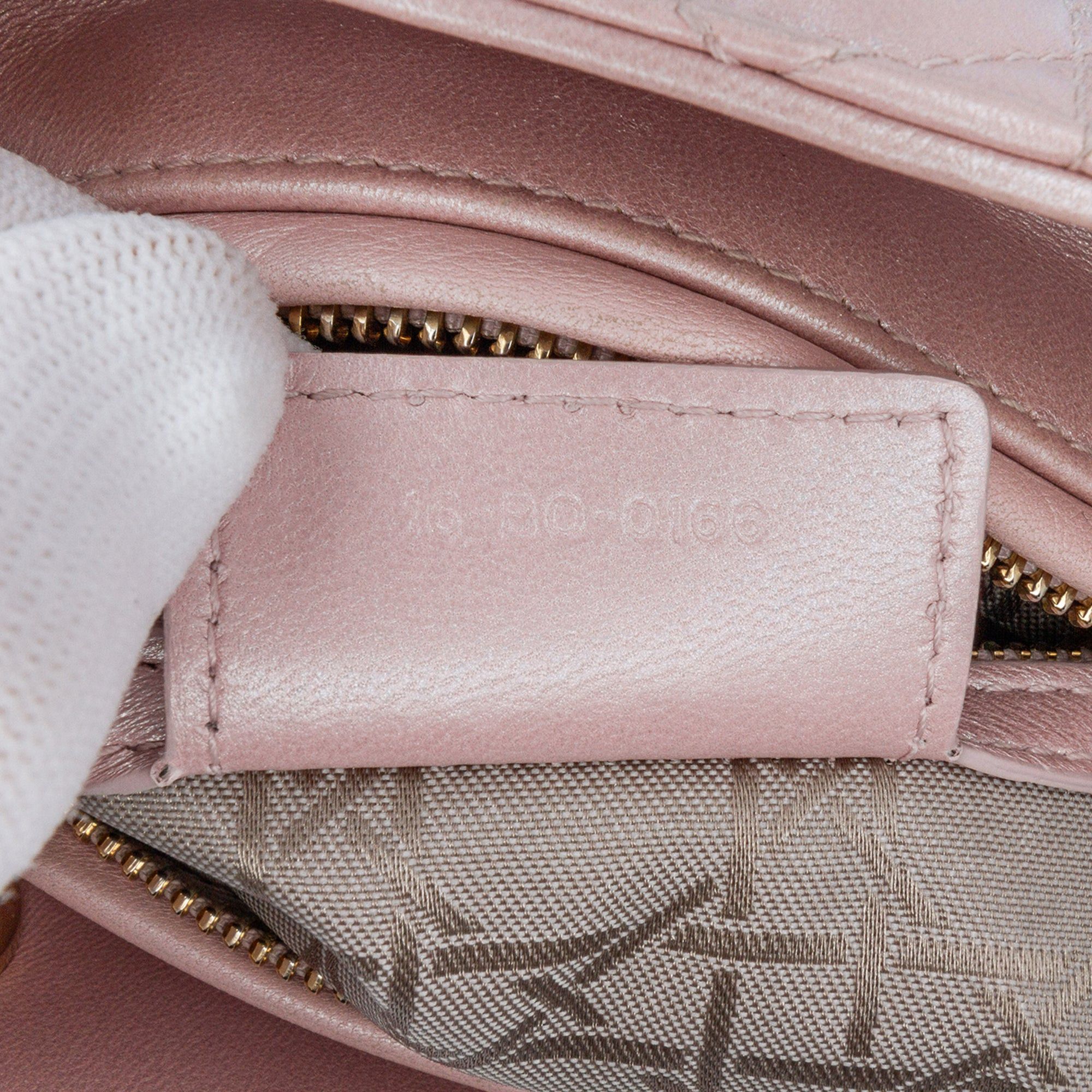 Dior Dior Medium Pearlescent Lambskin Cannage Lady Dior Pink Size ONE SIZE - 6 Thumbnail