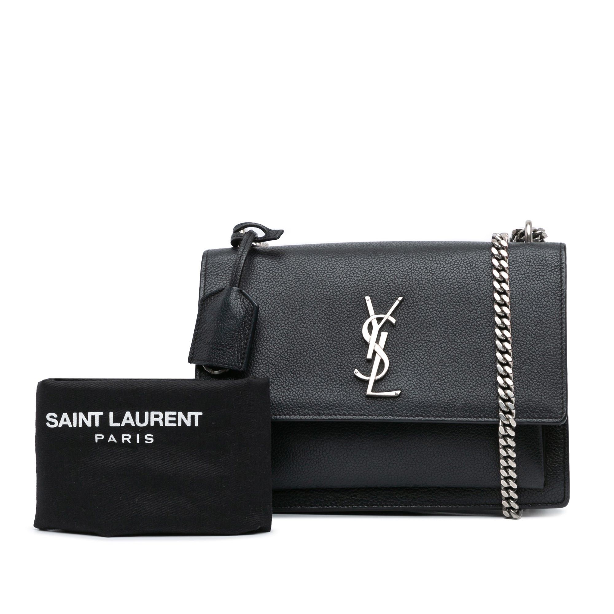 Saint Laurent Paris Saint Laurent Medium Leather Monogram Sunset Crossbody Black Size ONE SIZE - 9 Thumbnail