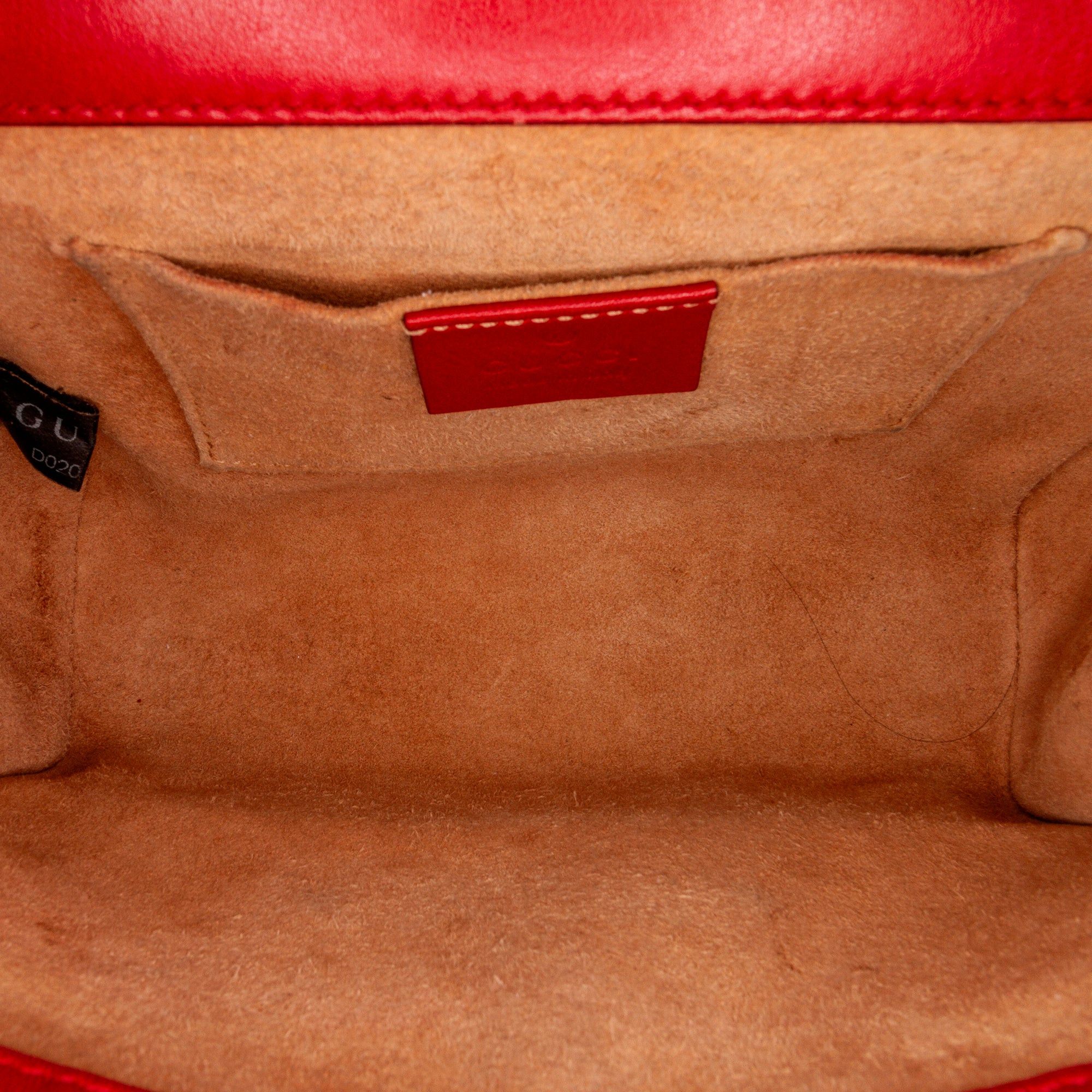 Gucci Gucci Small Leather Pearl Studded Padlock Crossbody Bag Red Size ONE SIZE - 6 Thumbnail