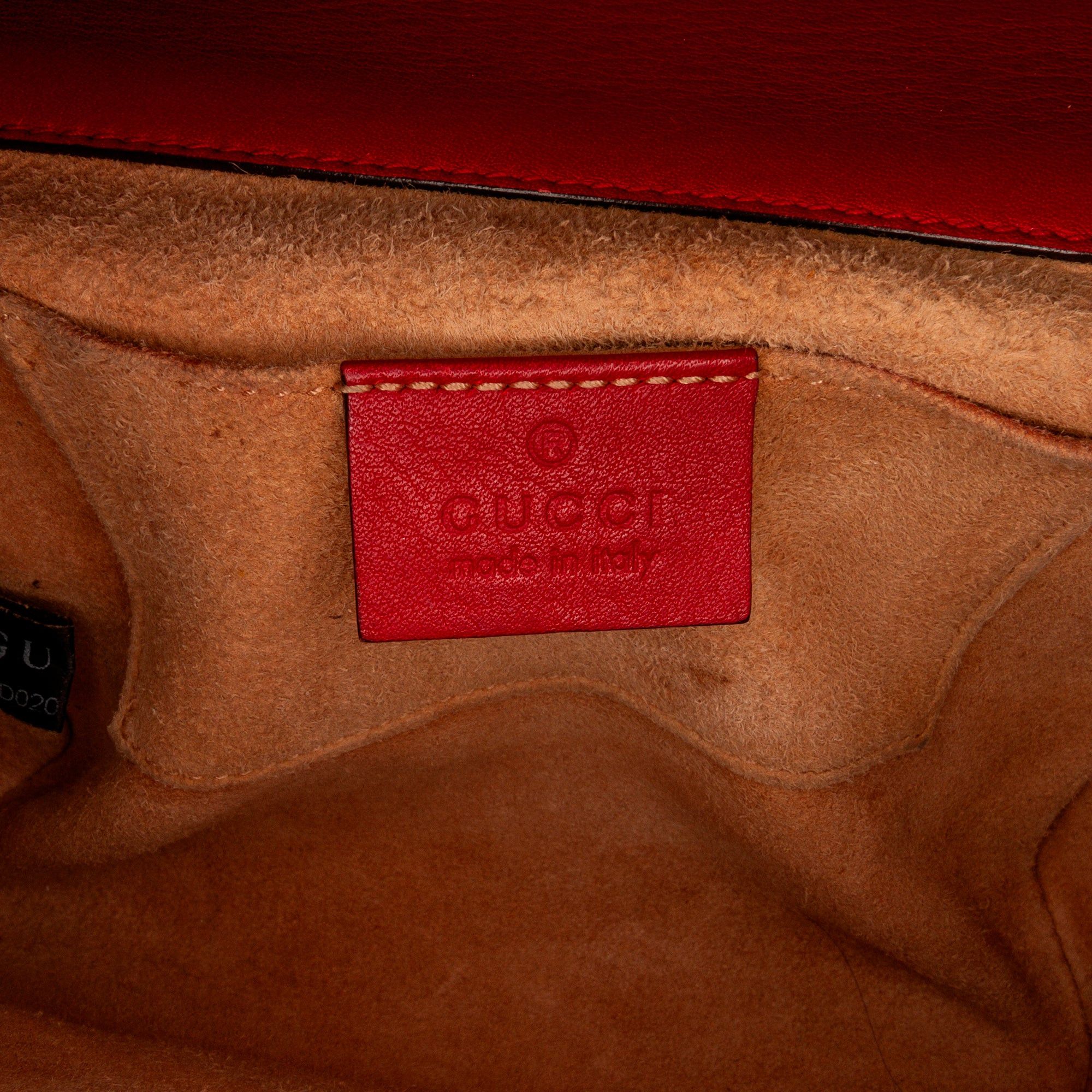 Gucci Gucci Small Leather Pearl Studded Padlock Crossbody Bag Red Size ONE SIZE - 7 Thumbnail