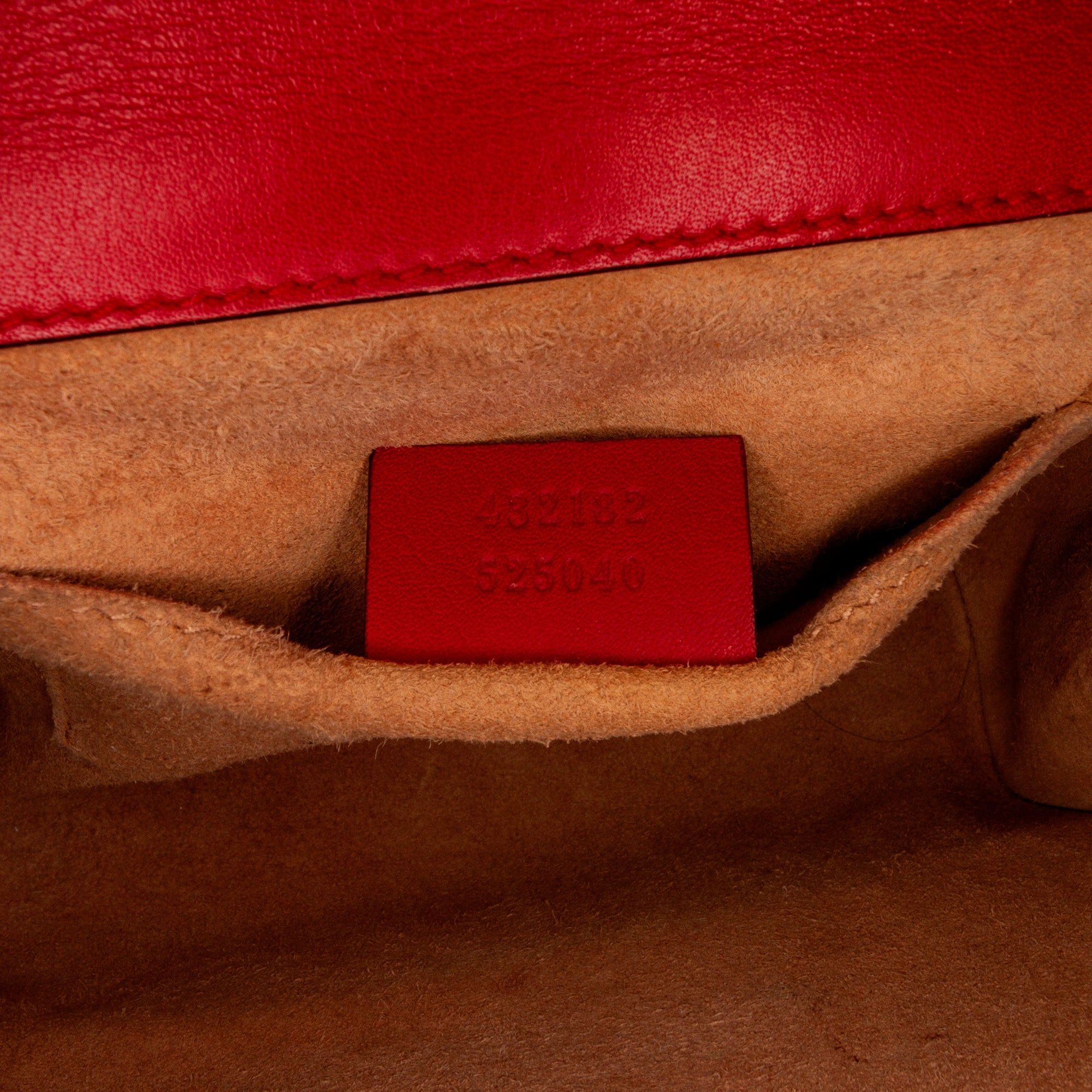Gucci Gucci Small Leather Pearl Studded Padlock Crossbody Bag Red Size ONE SIZE - 8 Thumbnail