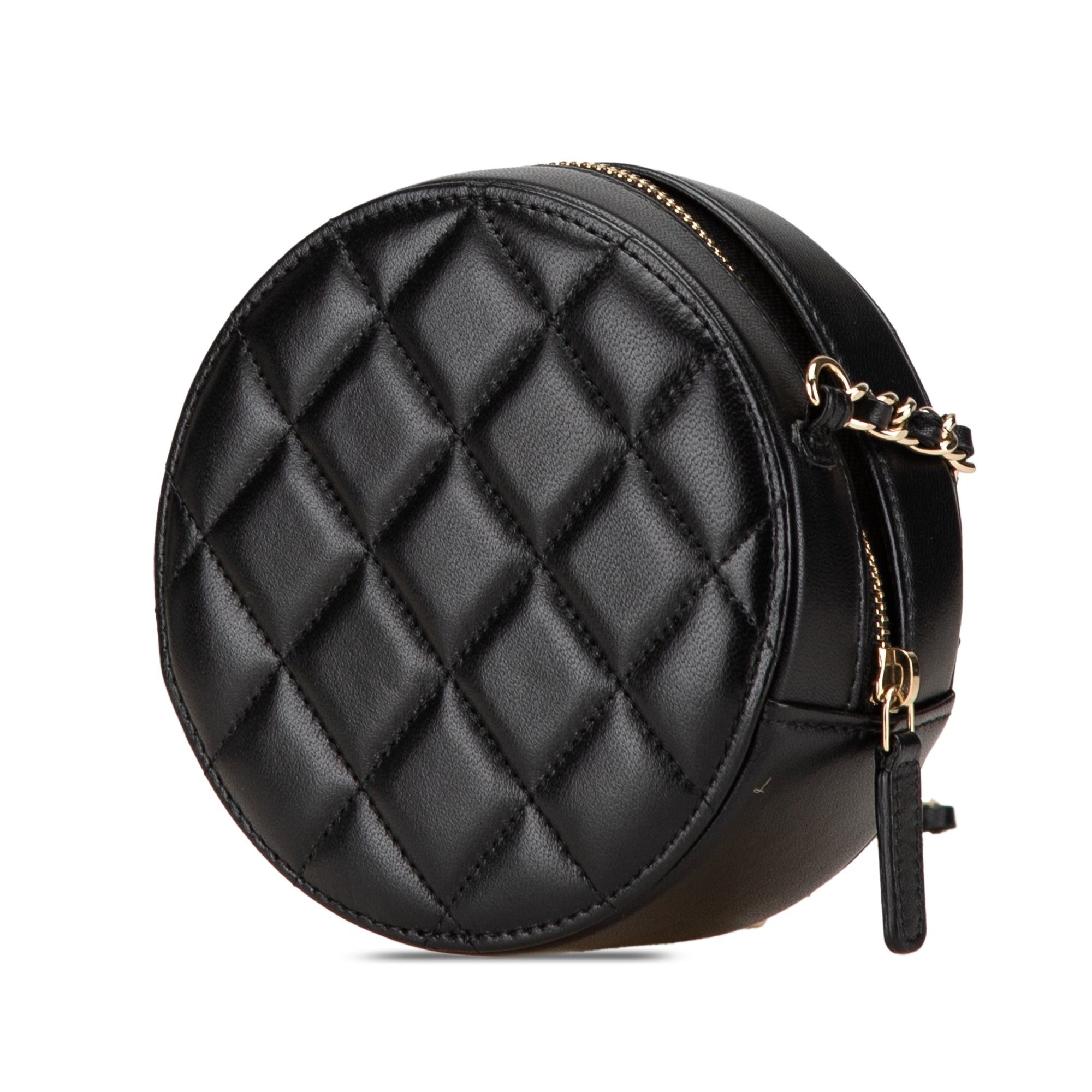 Chanel Chanel CC Quilted Lambskin Lucky Charms Round Clutch with Chain Black Size ONE SIZE - 2 Thumbnail