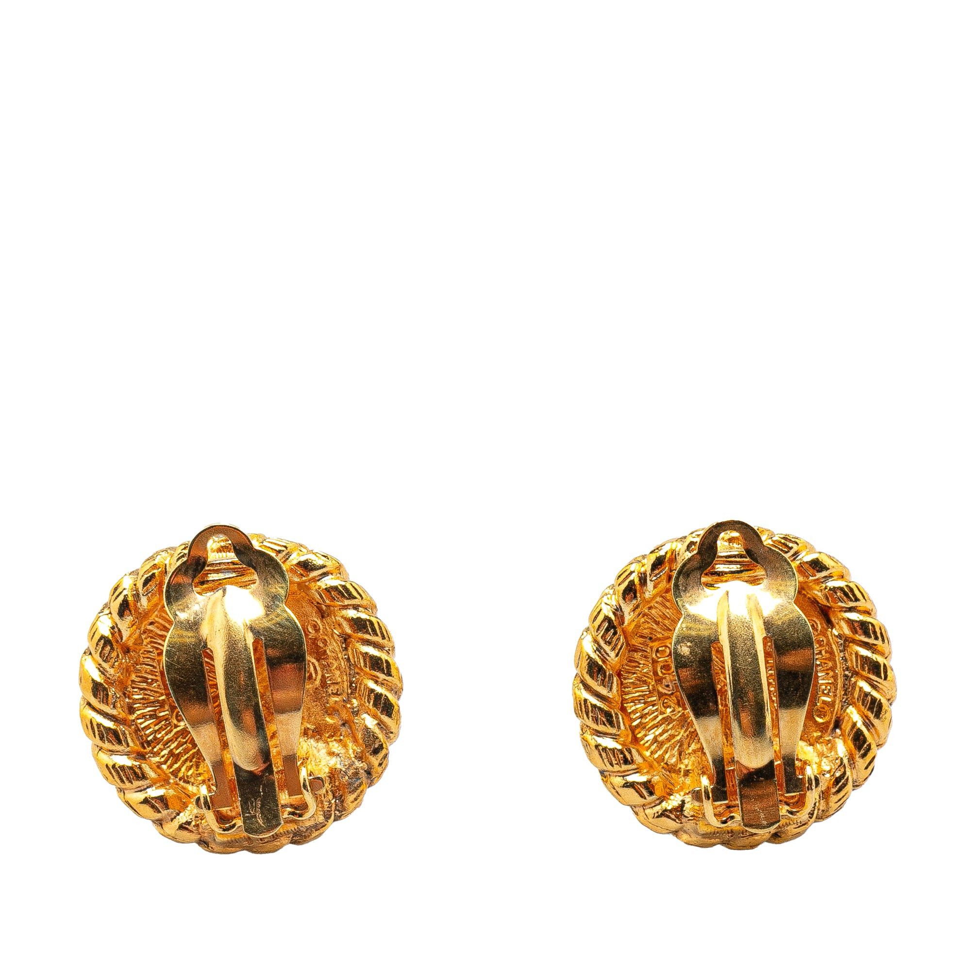 Chanel Chanel Gold Plated CC Round Clip on Earrings Gold Size ONE SIZE - 2 Thumbnail