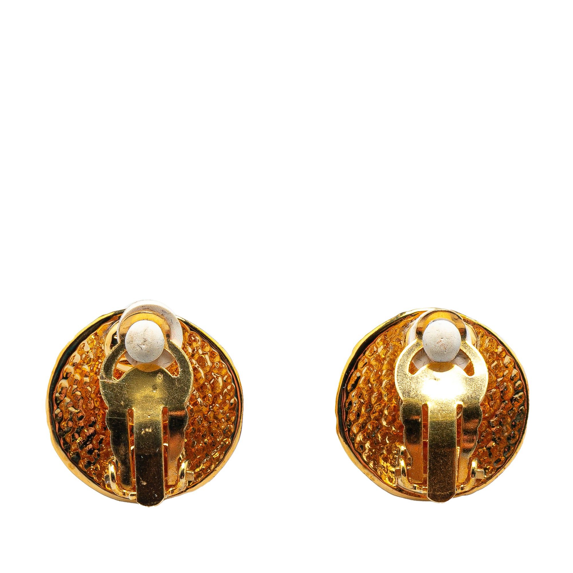 Chanel Chanel Gold Plated CC Round Clip on Earrings Gold Size ONE SIZE - 2 Thumbnail